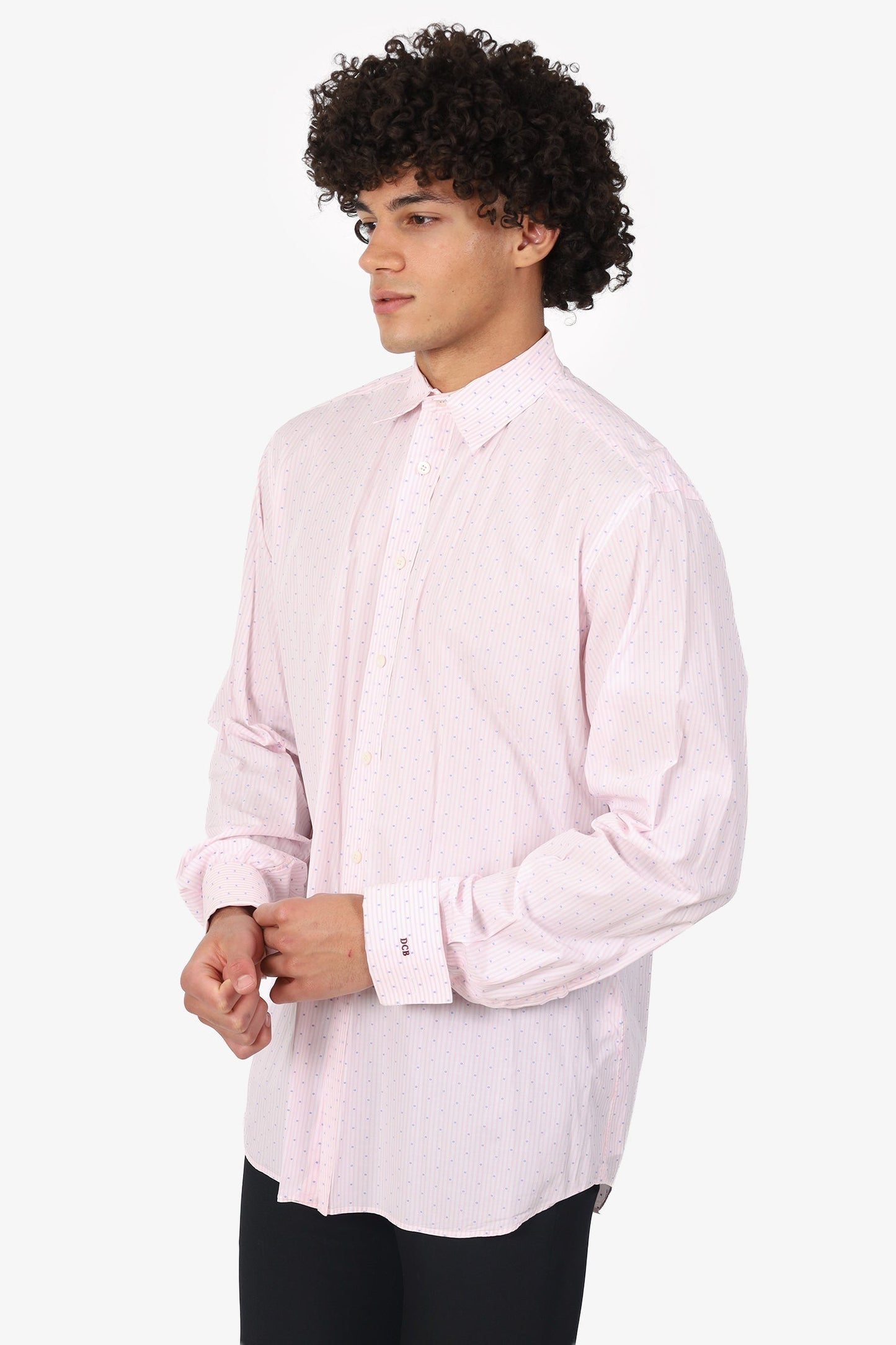 Prada Pink/Blue Cotton Shirt Size 44 Mens