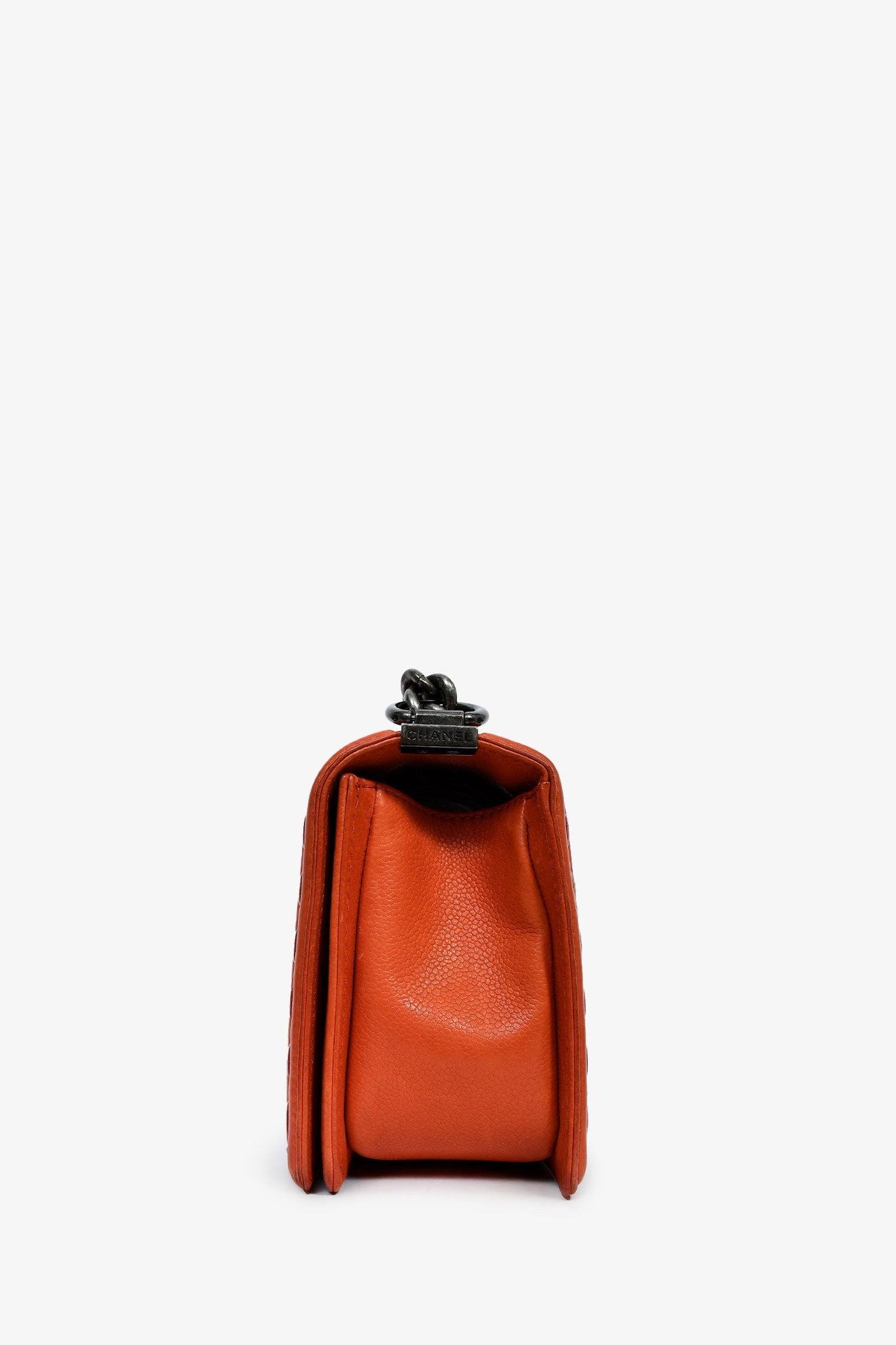 Pre-Loved Chanel™ 2014 Orange Caviar Whipstitch Leather 'Dallas' Medium Boy Bag