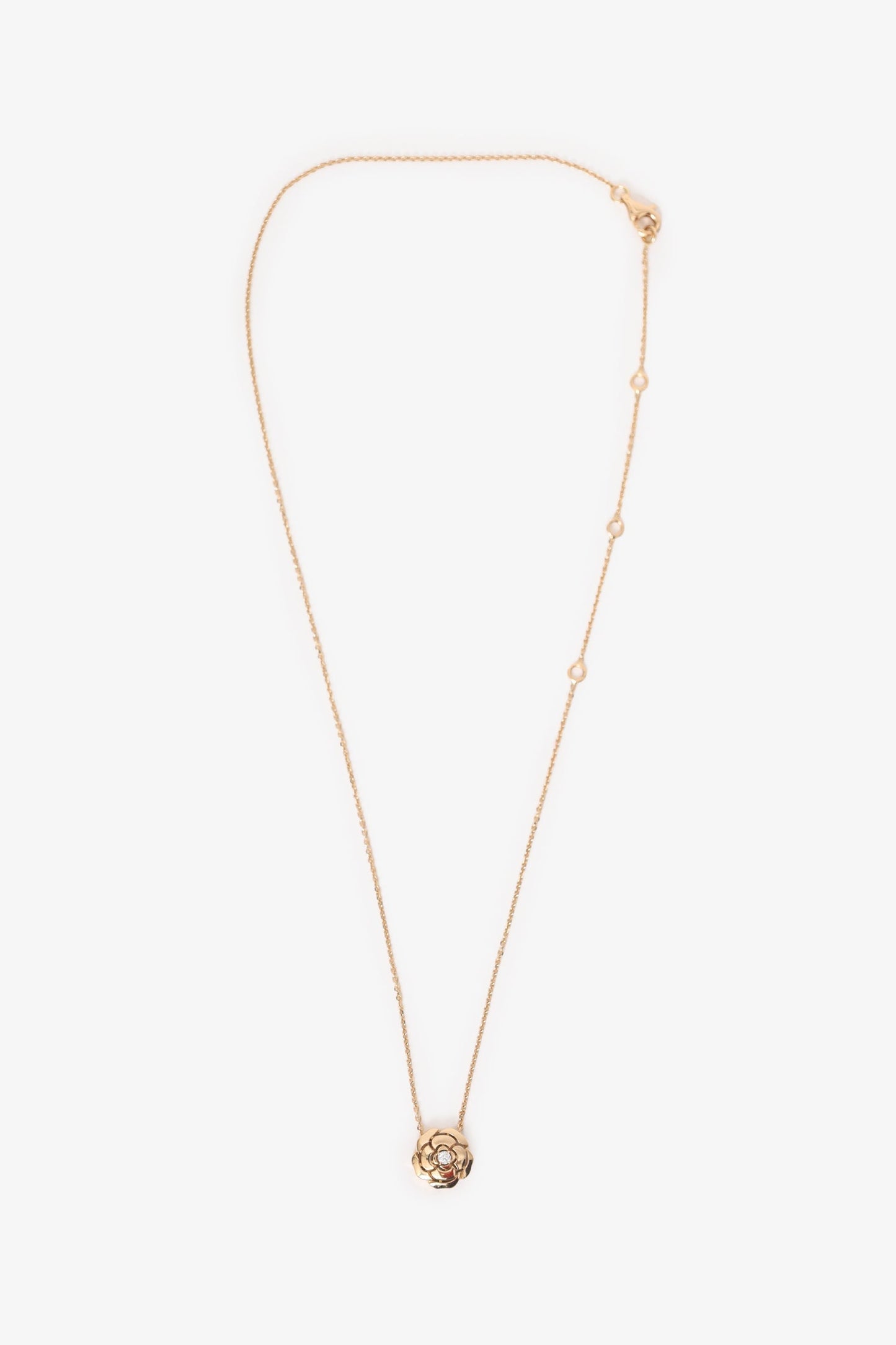 Pre-Loved Chanel™ 18K Rose Gold Diamond Extrait de Camélia Necklace