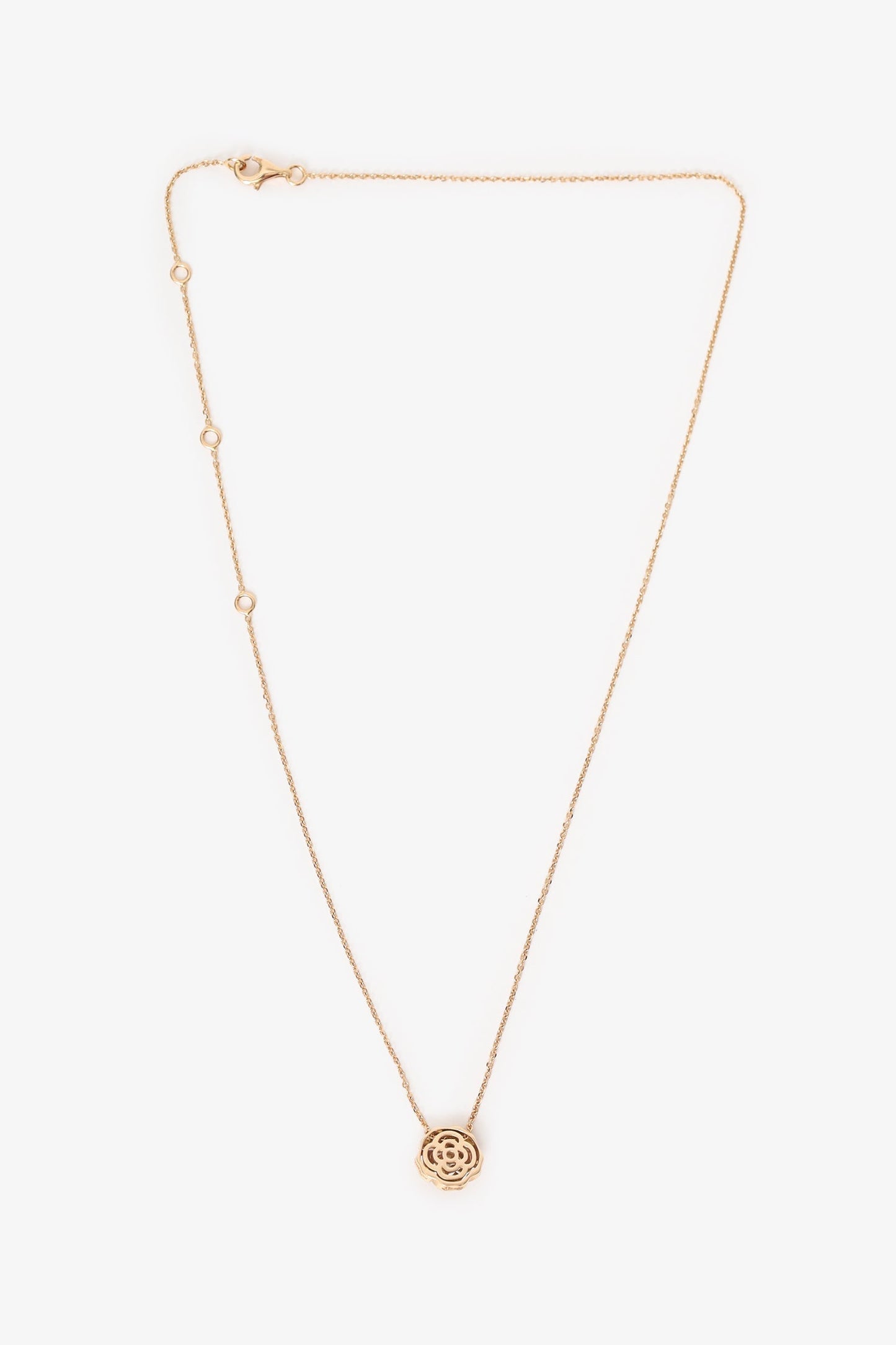 Pre-Loved Chanel™ 18K Rose Gold Diamond Extrait de Camélia Necklace
