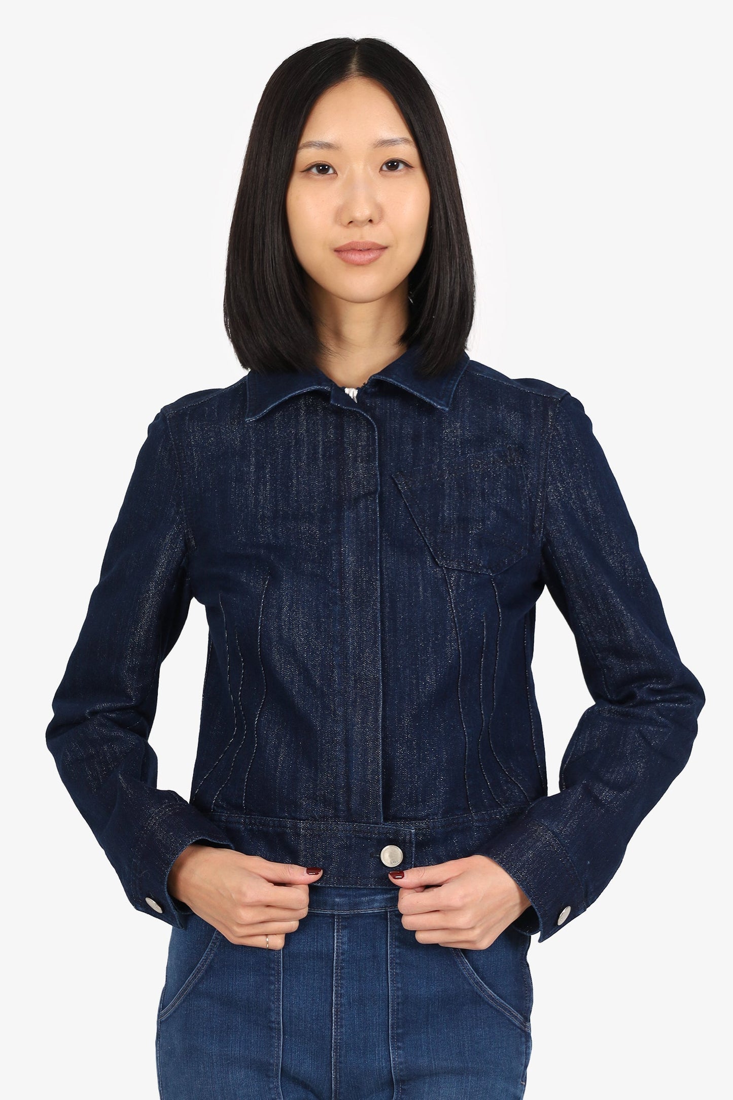 Christian Dior Blue Sparkly Denim Jacket Size 6