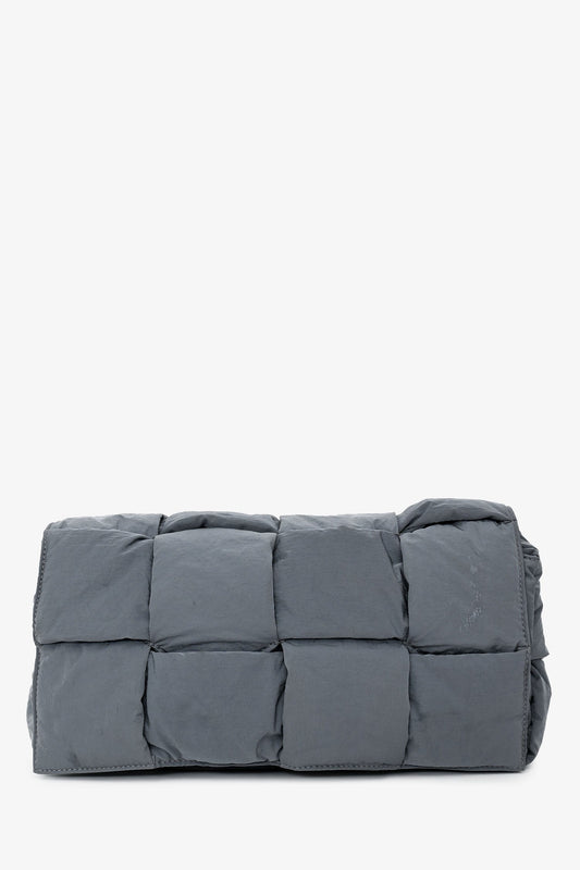 Bottega Veneta Grey Padded Intreccio-Woven Nylon Crossbody Bag