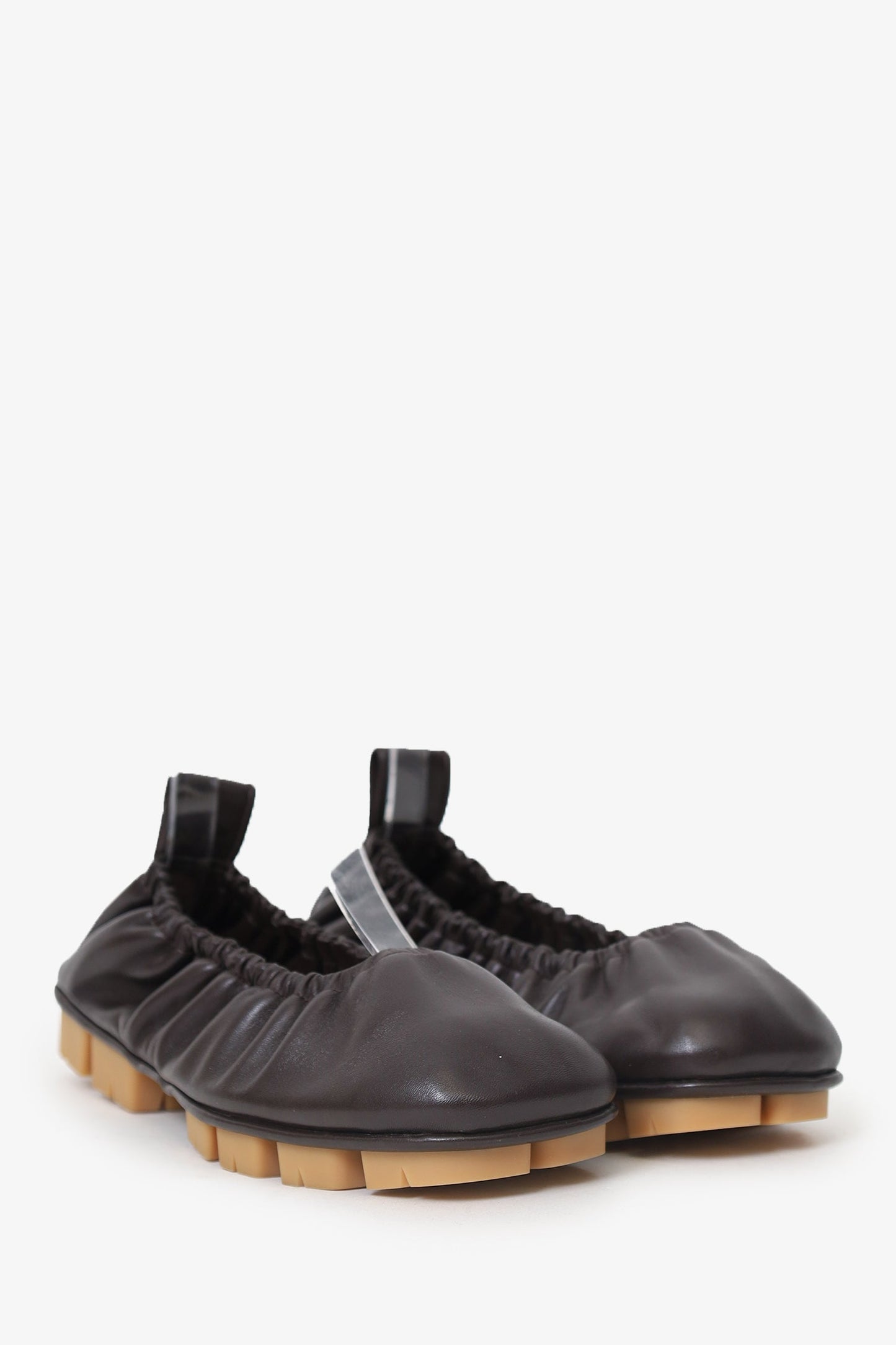 Bottega Veneta Brown Leather 'Shore Ballerina' Flats Size 36