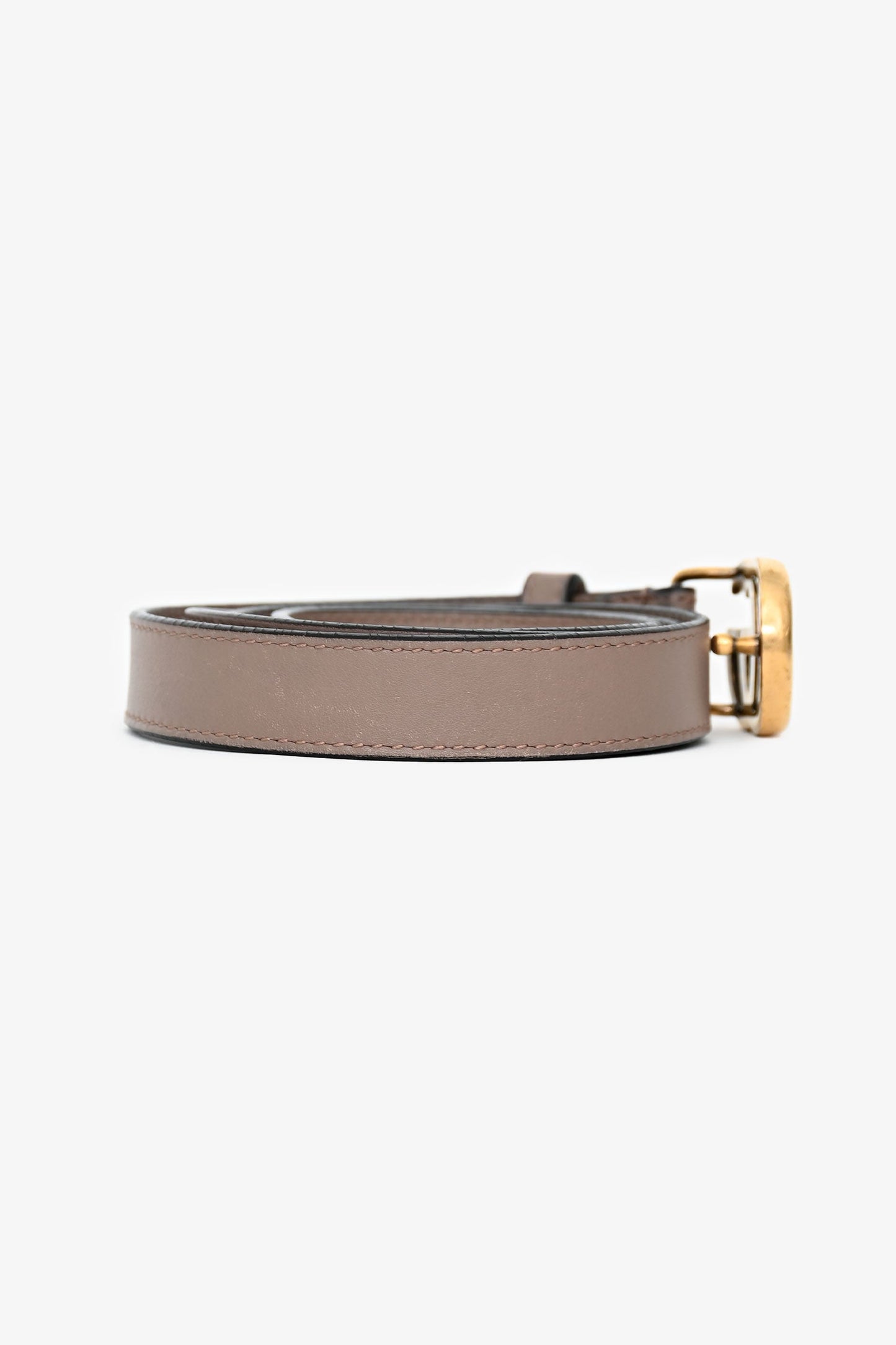 Gucci Taupe Leather Thin GG Marmont Belt Size 80/32