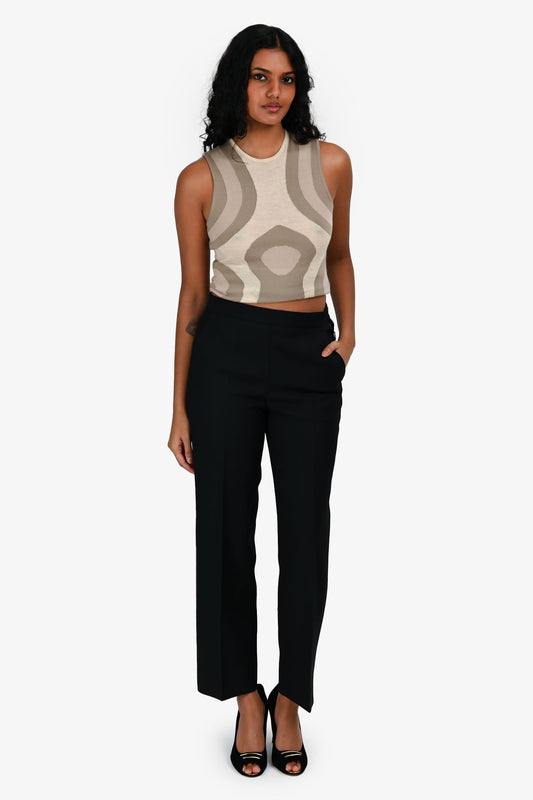Gucci Black Silk/Wool Crepe 'Cady' Straight Leg Tro rs Size 38
