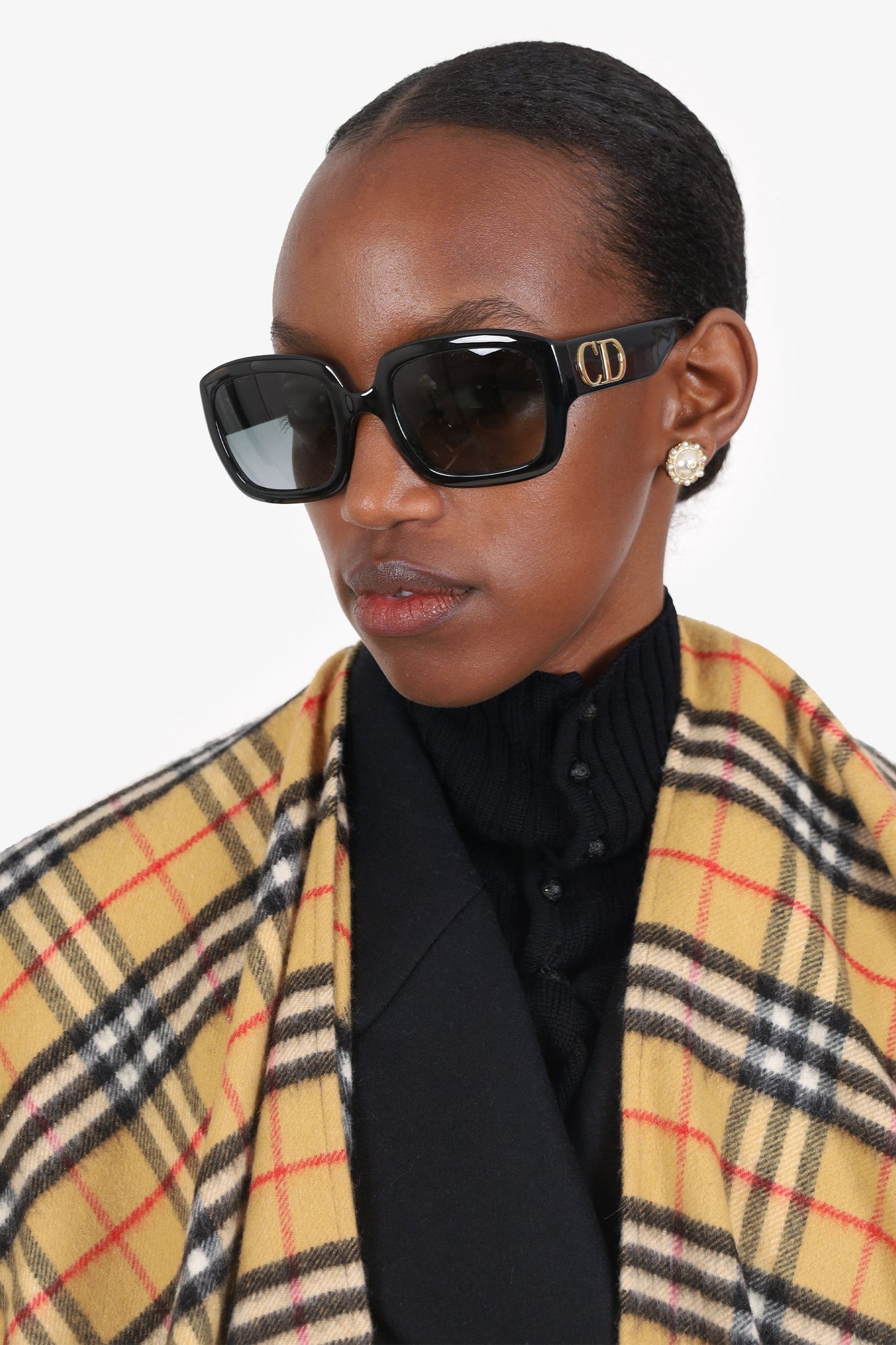 Christian Dior Black Frame 'DDior' Oversized Sunglasses with CD Sides Mens