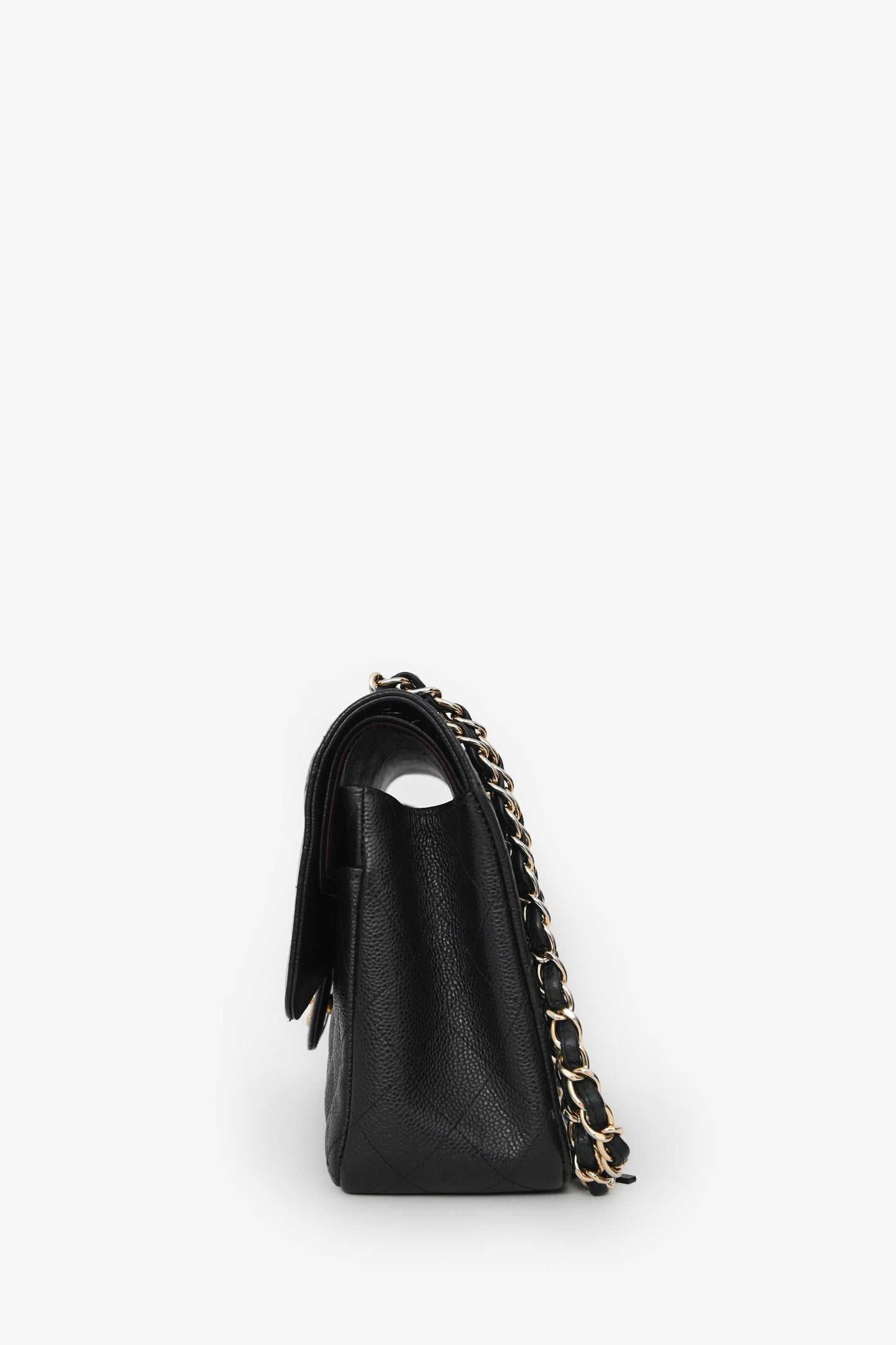 Pre-Loved Chanel™ 2012-13 Black Caviar Leather Jumbo Double Flap Shoulder Bag