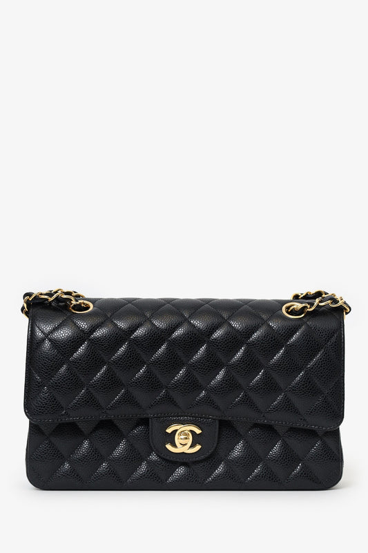 Pre-Loved Chanel™ 2021 Black Caviar Leather Medium Flap Bag