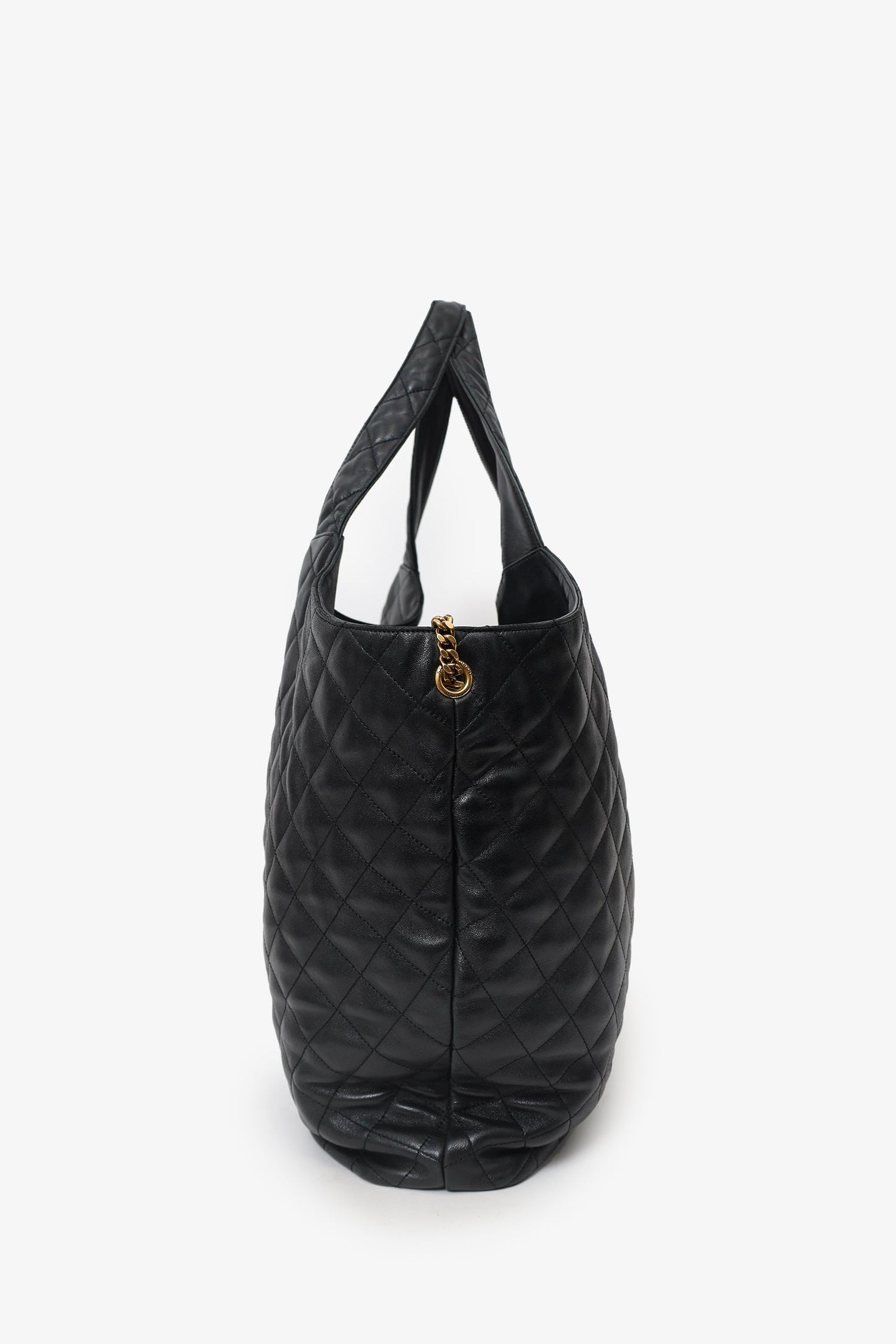 Saint Laurent Black Leather Quilted 'ICARE' Oversized Bag with Pouch
