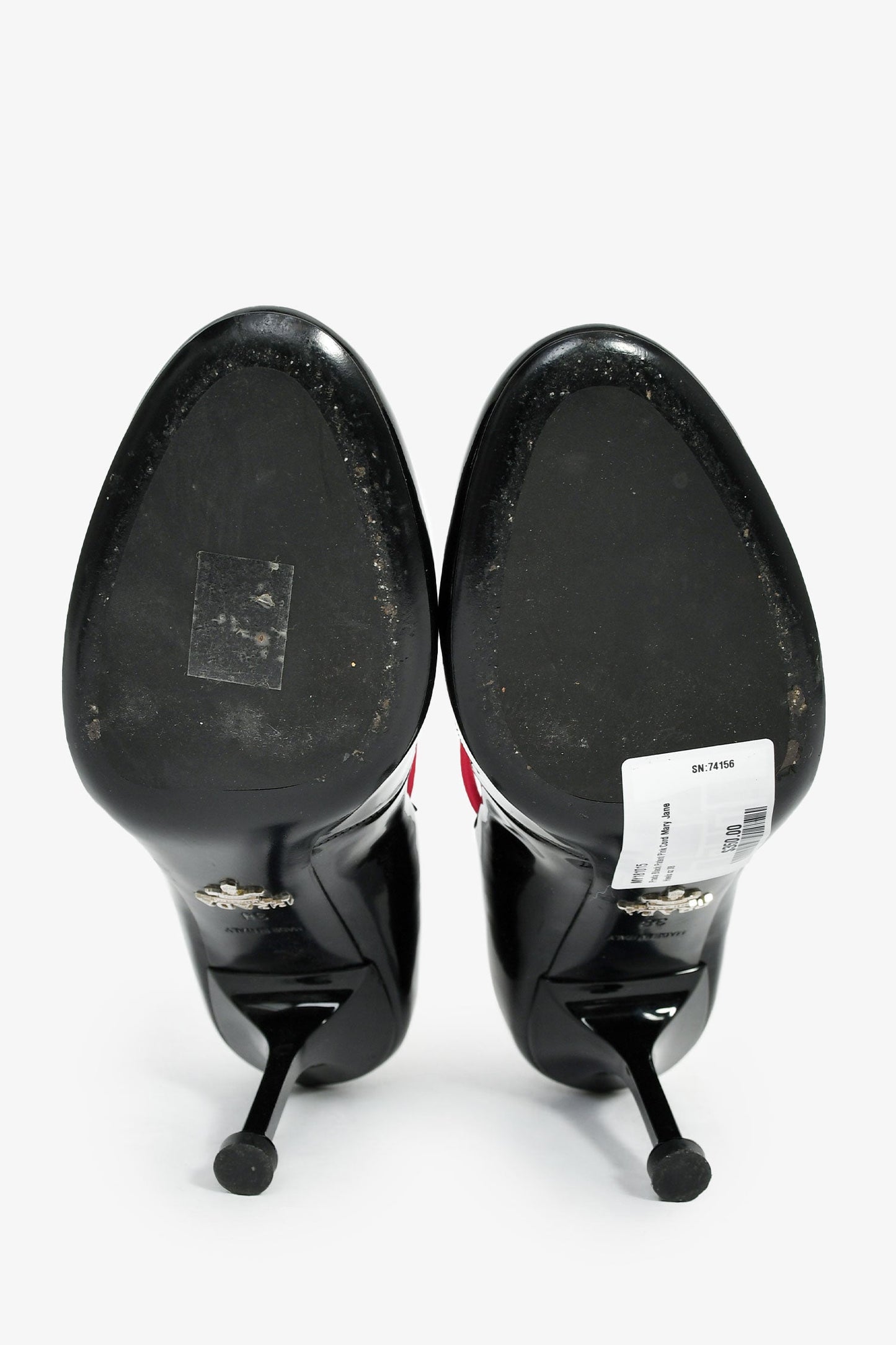 Prada Black Patent Pink Cord Mary Jane Heels Size 38