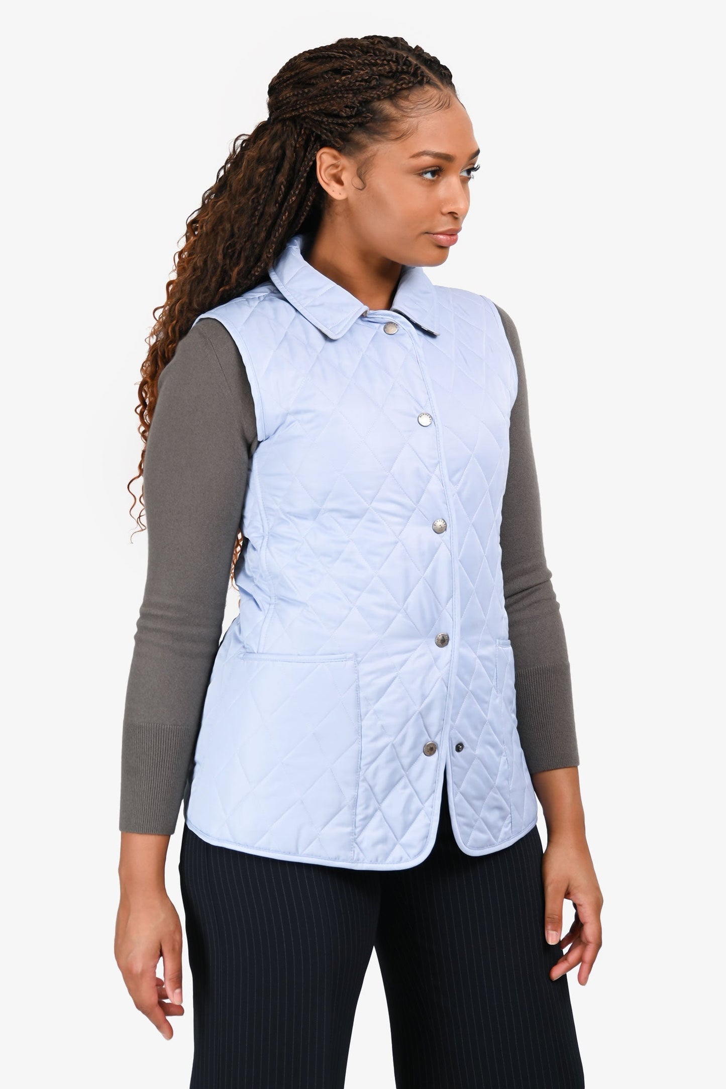 Burberry London Blue Quilted Lightweight Vest Estimated Size M