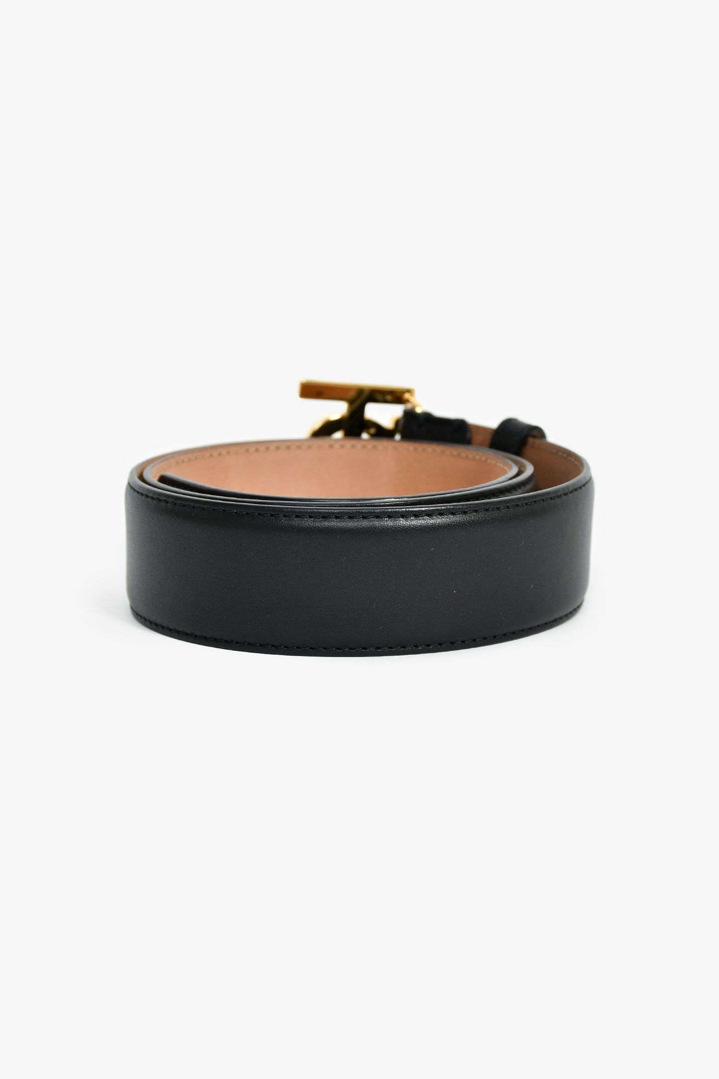 Burberry Black Leather TB Logo Belt Size S