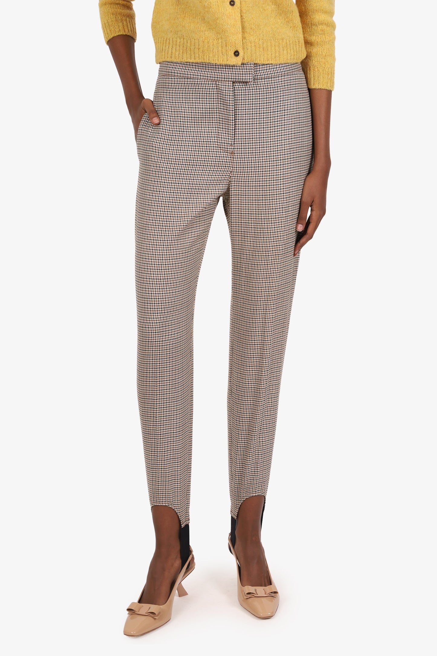 Burberry Brown Plaid Stirrup Tro rs Size 6