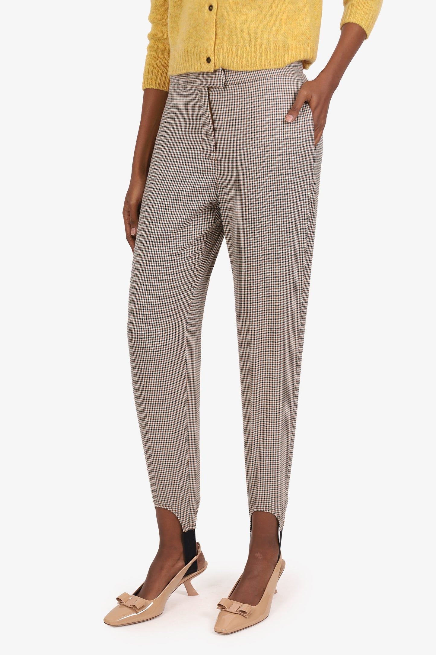 Burberry Brown Plaid Stirrup Tro rs Size 6
