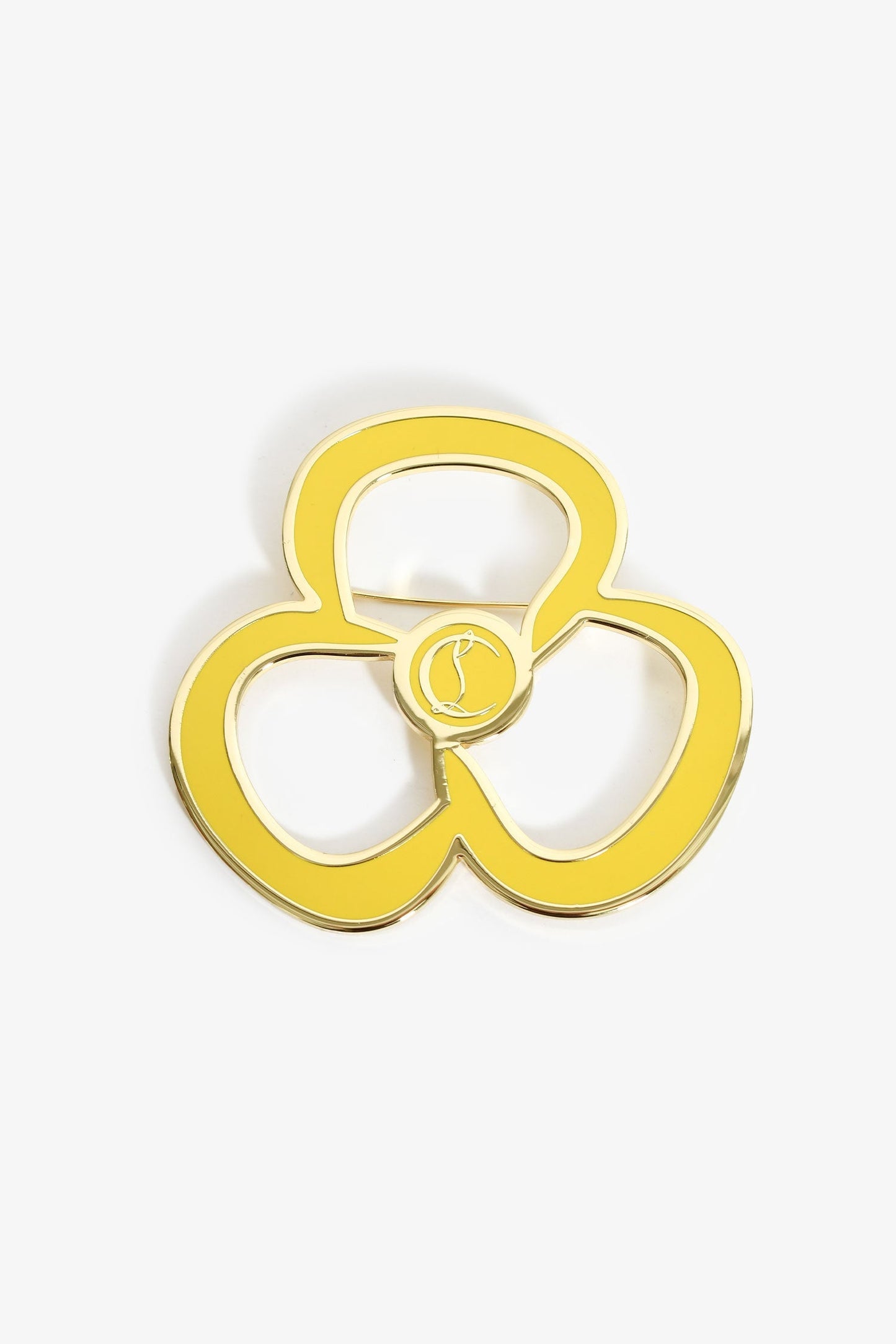 Christian Louboutin Yellow Enamel/Gold Tone Flower Brooch