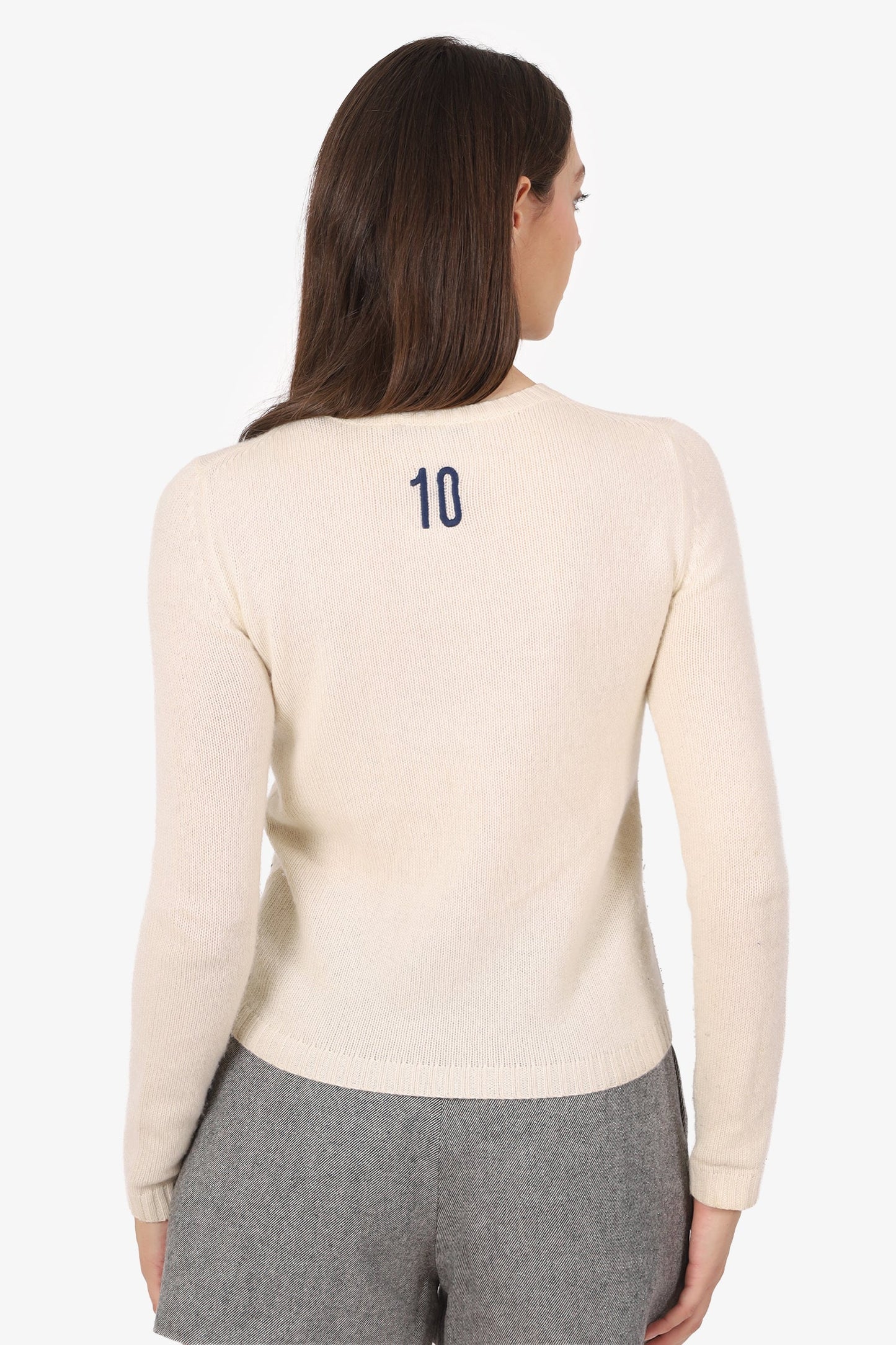 Christian Dior Cream/Black Cashmere 'La Roue De La Fortune' Embroidered Sweater Size 2