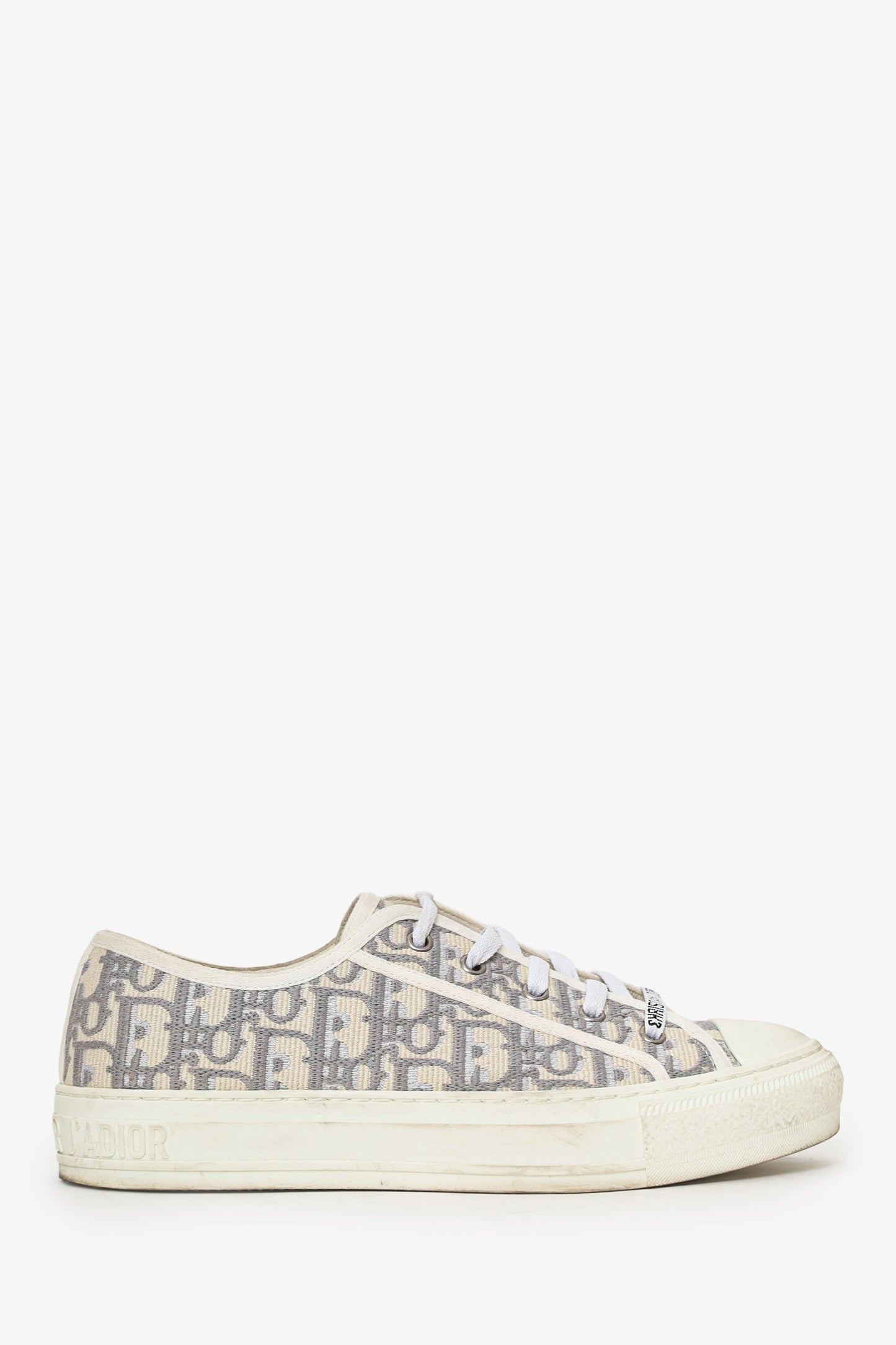 Christian Dior Grey Oblique Walk'n'Dior Low Top Sneakers Size 39.5
