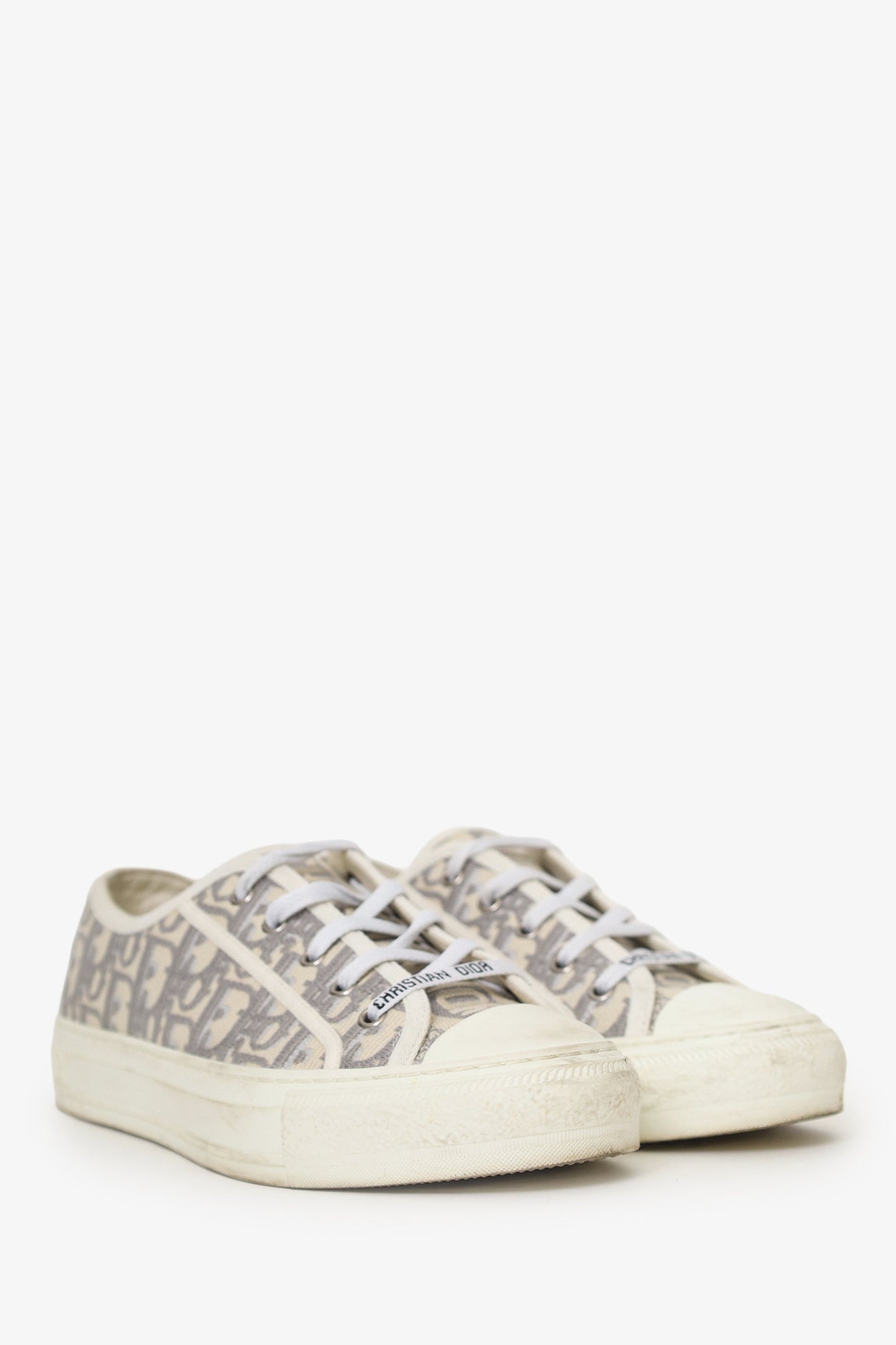 Christian Dior Grey Oblique Walk'n'Dior Low Top Sneakers Size 39.5