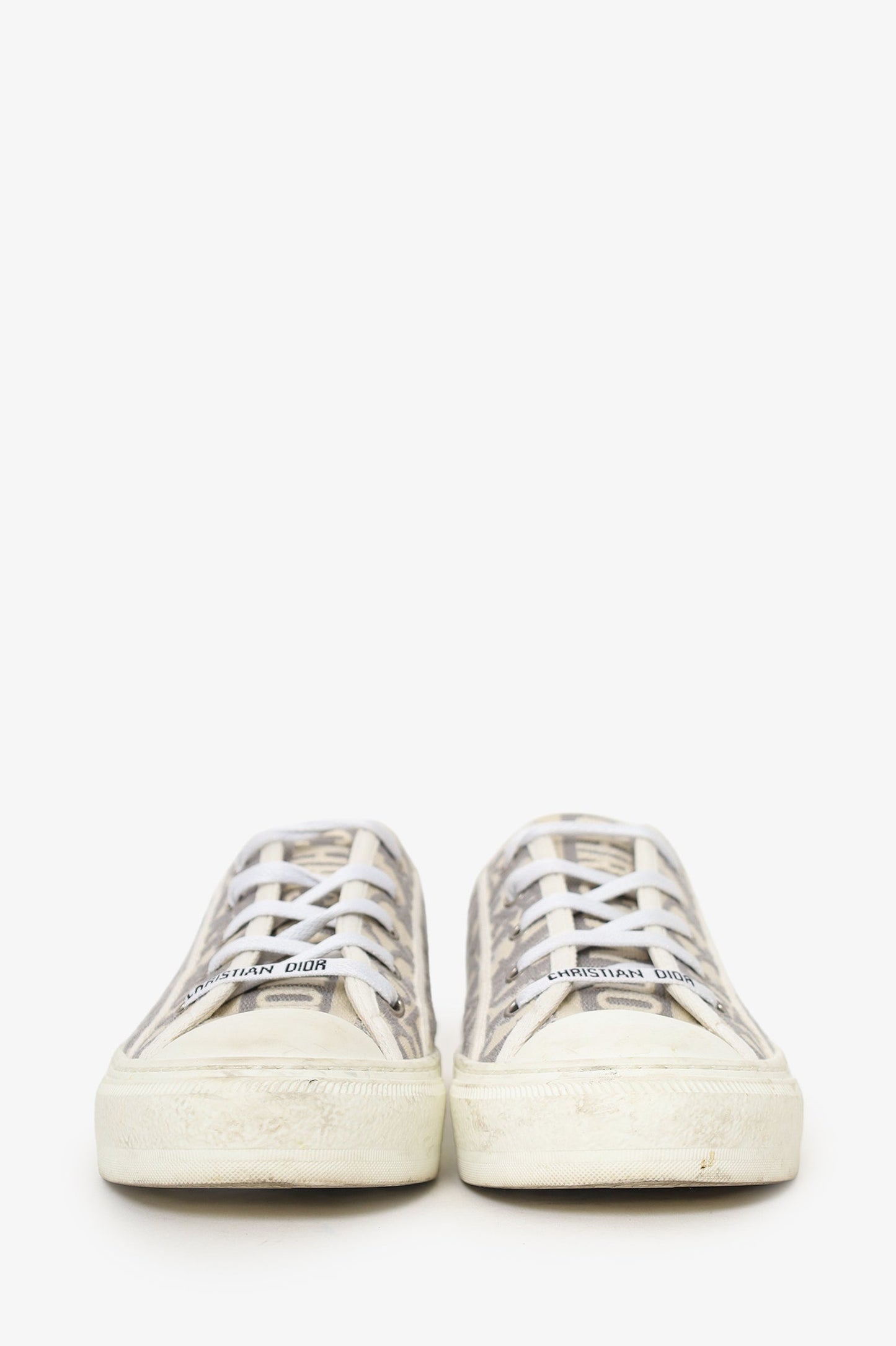 Christian Dior Grey Oblique Walk'n'Dior Low Top Sneakers Size 39.5