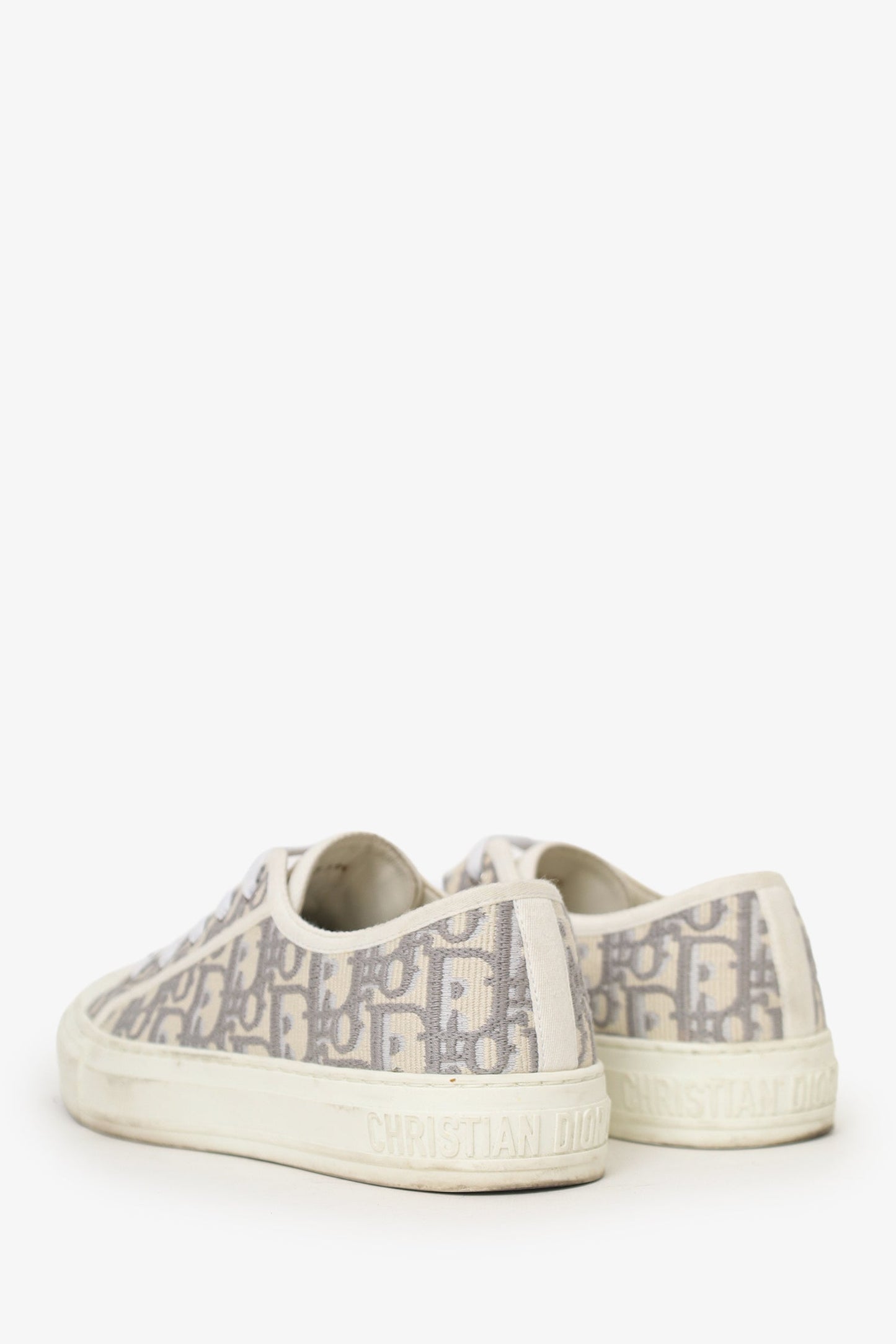 Christian Dior Grey Oblique Walk'n'Dior Low Top Sneakers Size 39.5