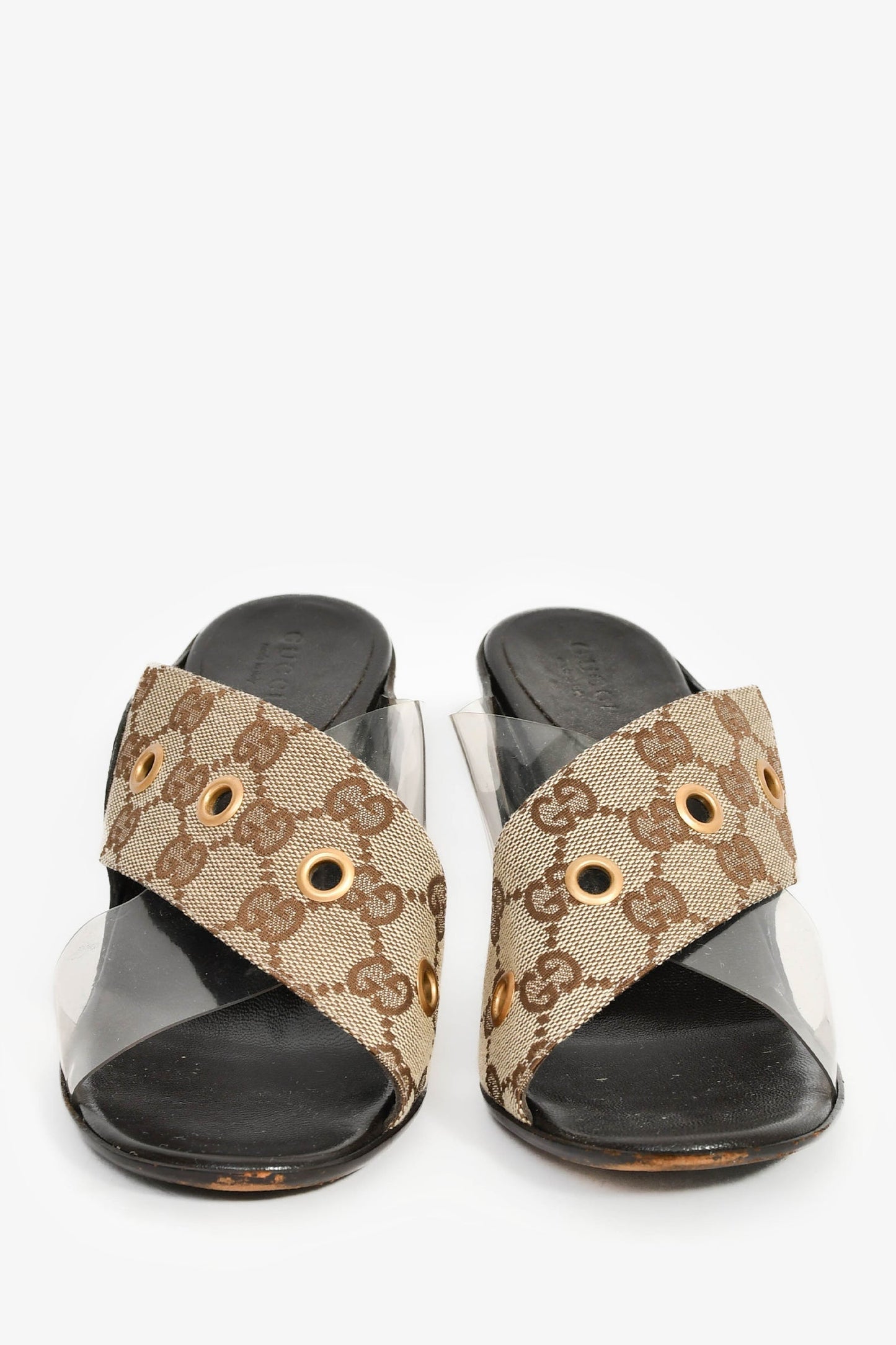 Gucci   Supreme Cross Strap Midi Heels Size 36