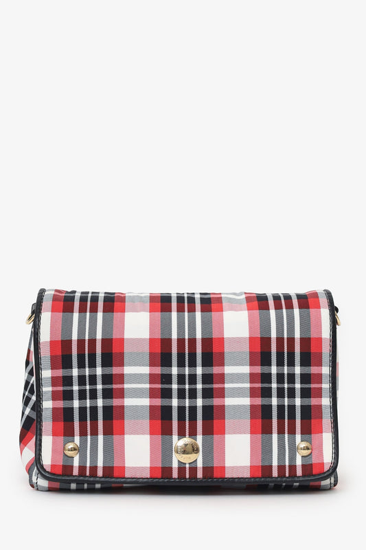Burberry Red Hackberry Tartan Nylon Crossbody Bag