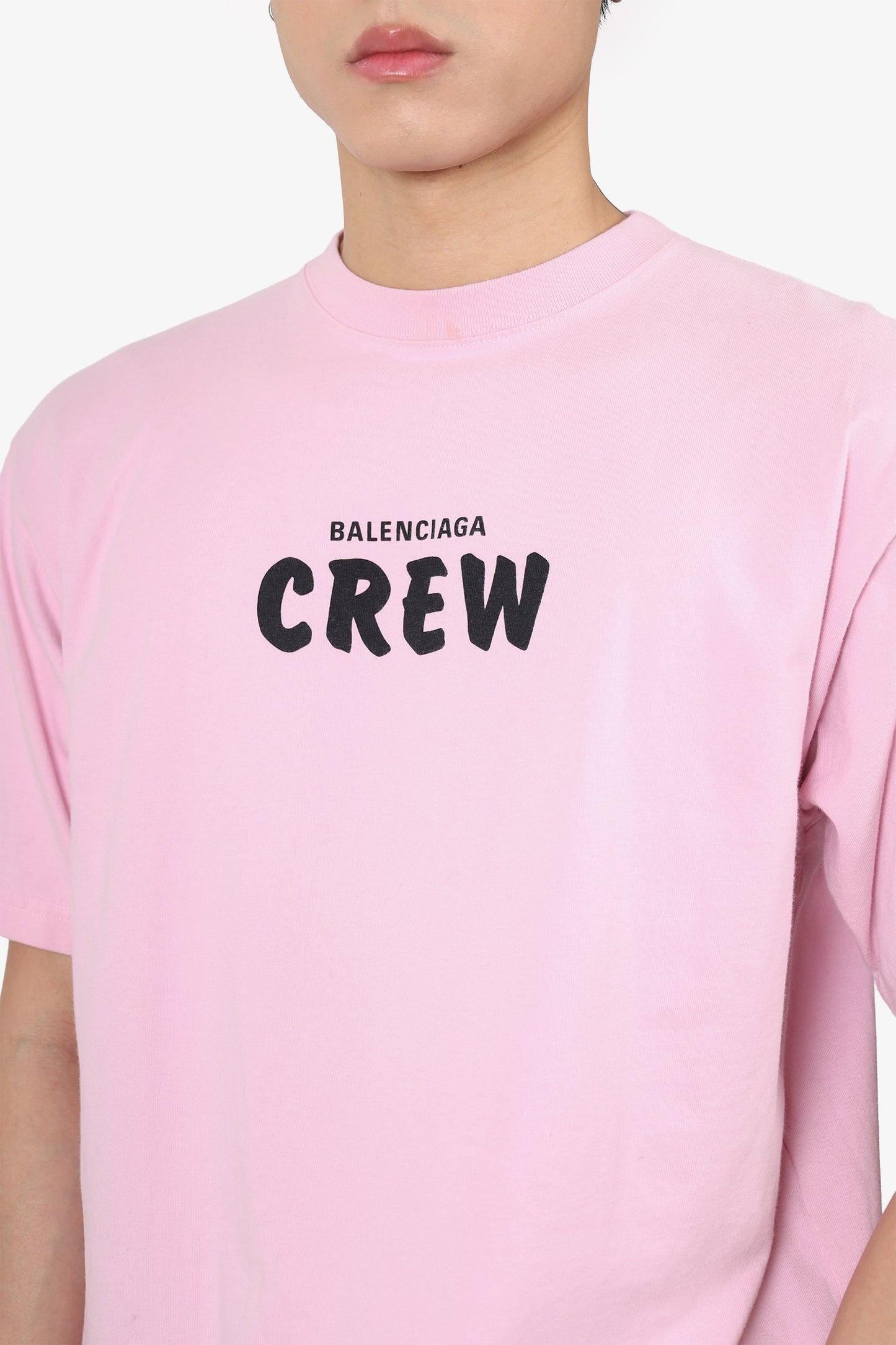 Balenciaga Pink Crew Print T-Shirt Size XS Mens
