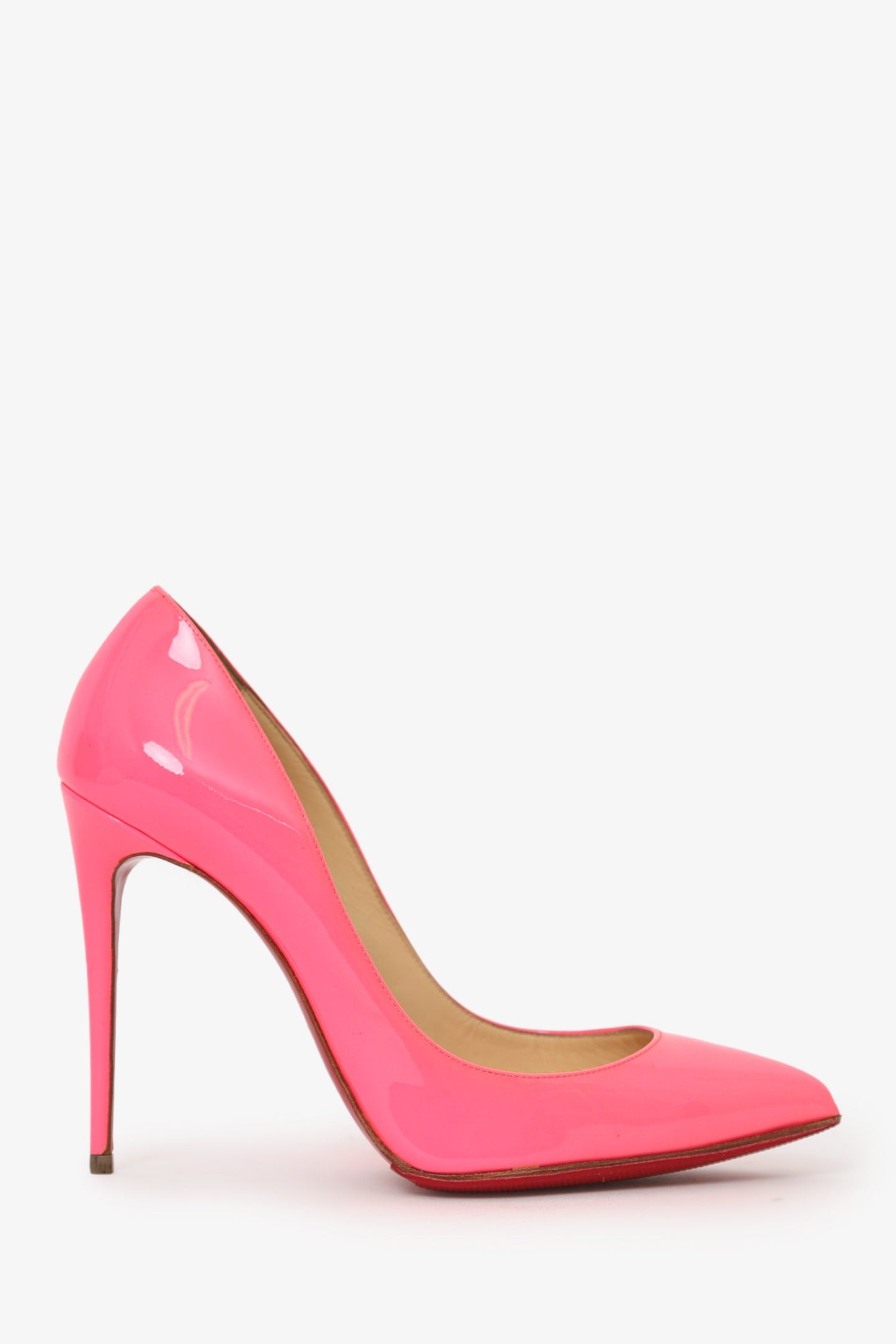 Christian Louboutin Hot Pink Patent Leather Pointed Toe Heels Size 36.5