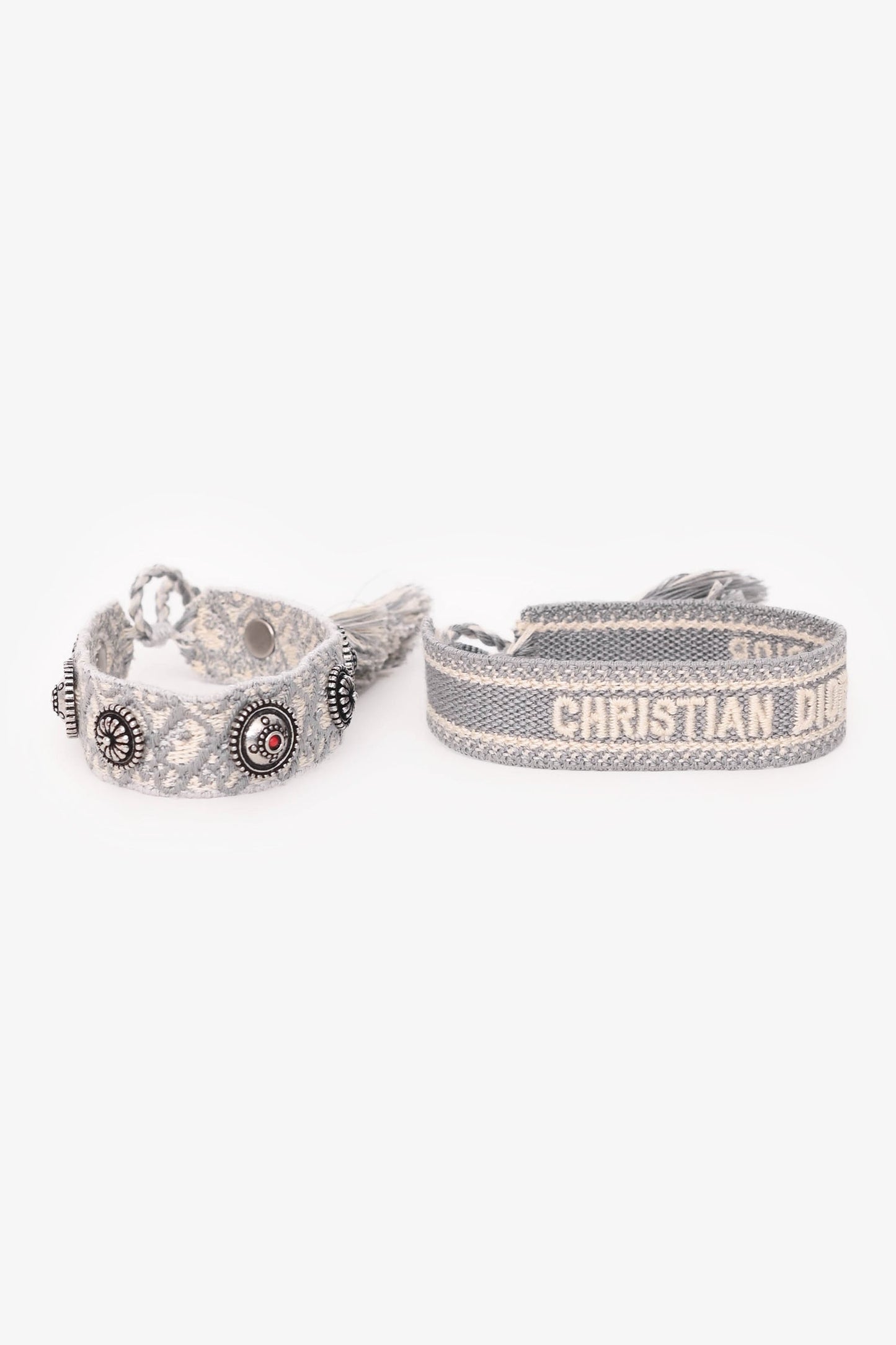 Christian Dior Grey/White Friendship Bracelet Duo