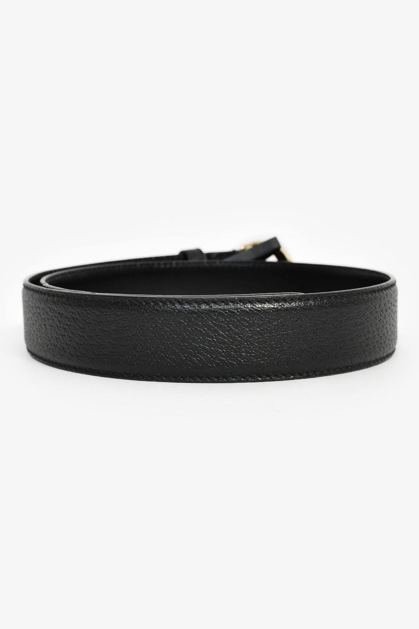 Gucci Black Grained Leather 'G' Buckle Belts Size 75/30
