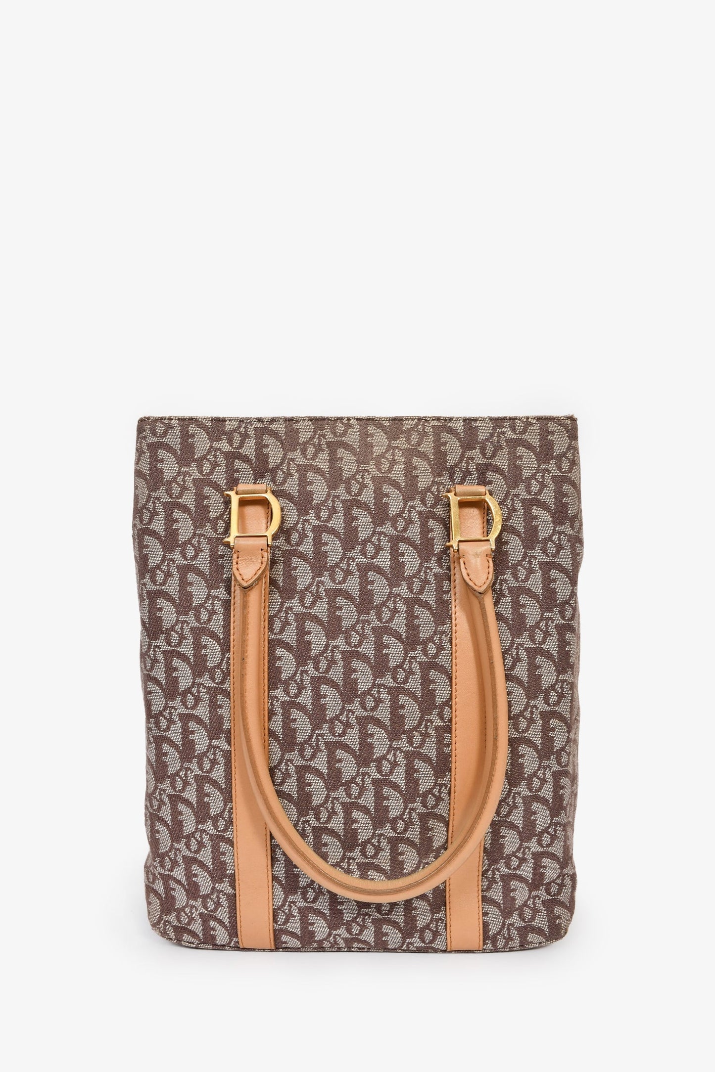 Christian Dior   Brown Canvas Oblique Trotter Tote Bag