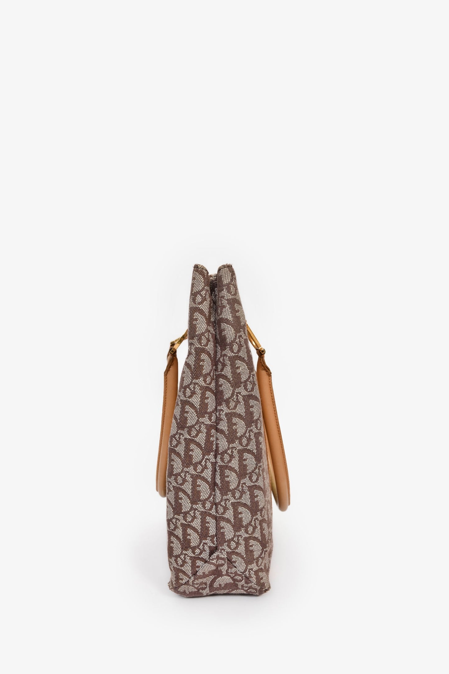 Christian Dior   Brown Canvas Oblique Trotter Tote Bag