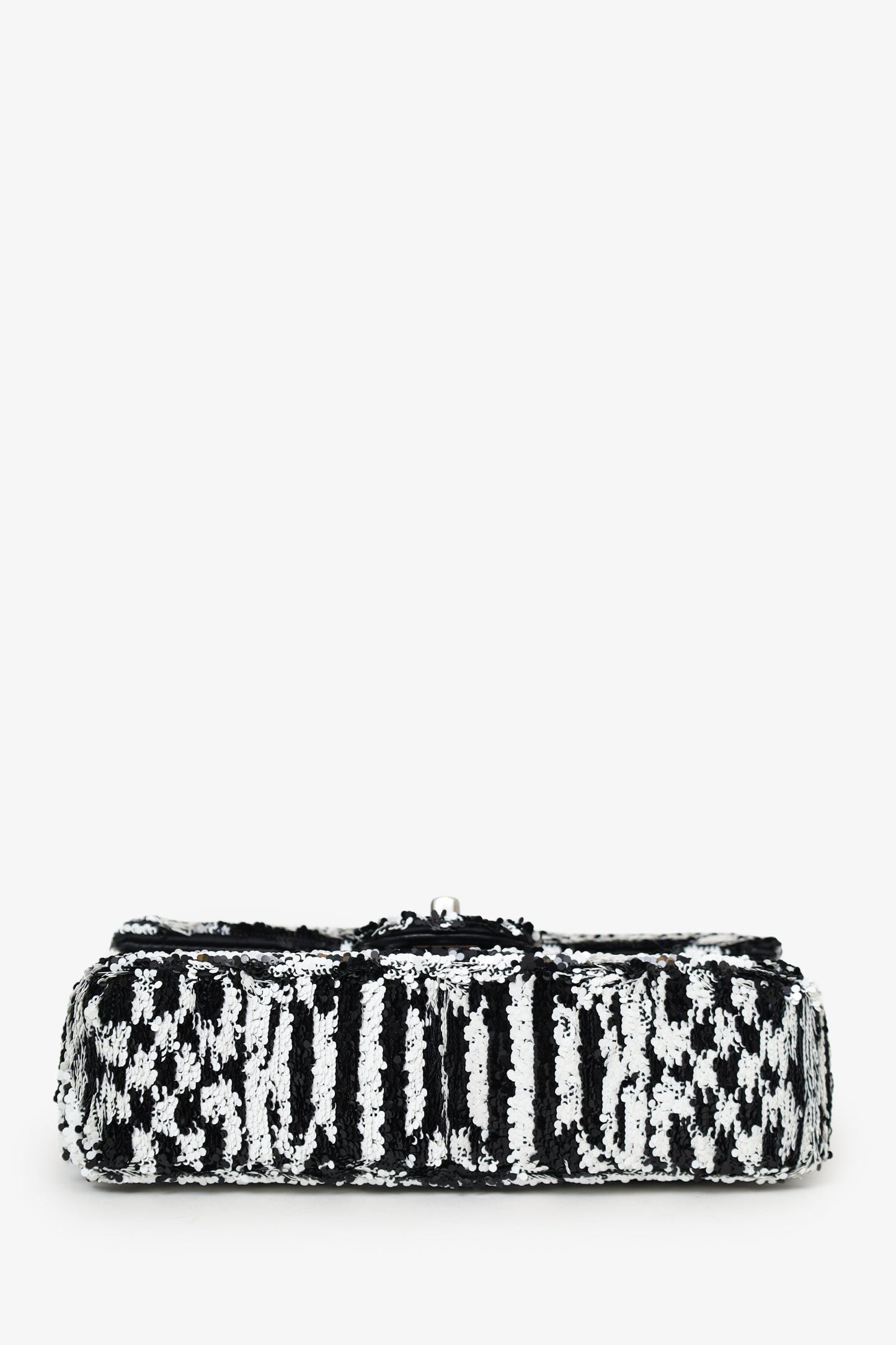Pre-Loved Chanel™ 24S Black/White Sequins CC Mini Single Flap Bag