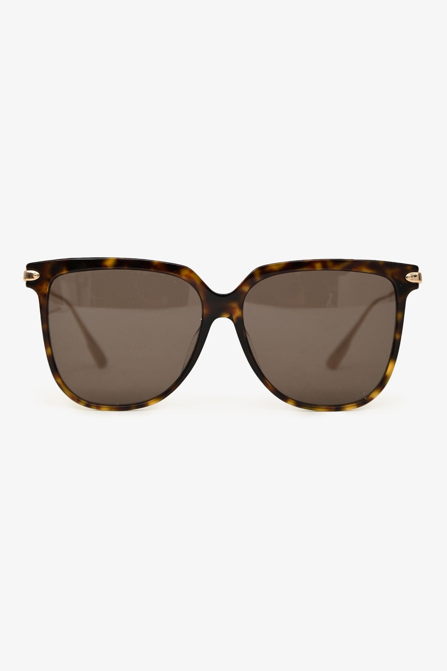 Christian Dior Brown Tortoise/Gold Tone Oversized Logo Sunglasses