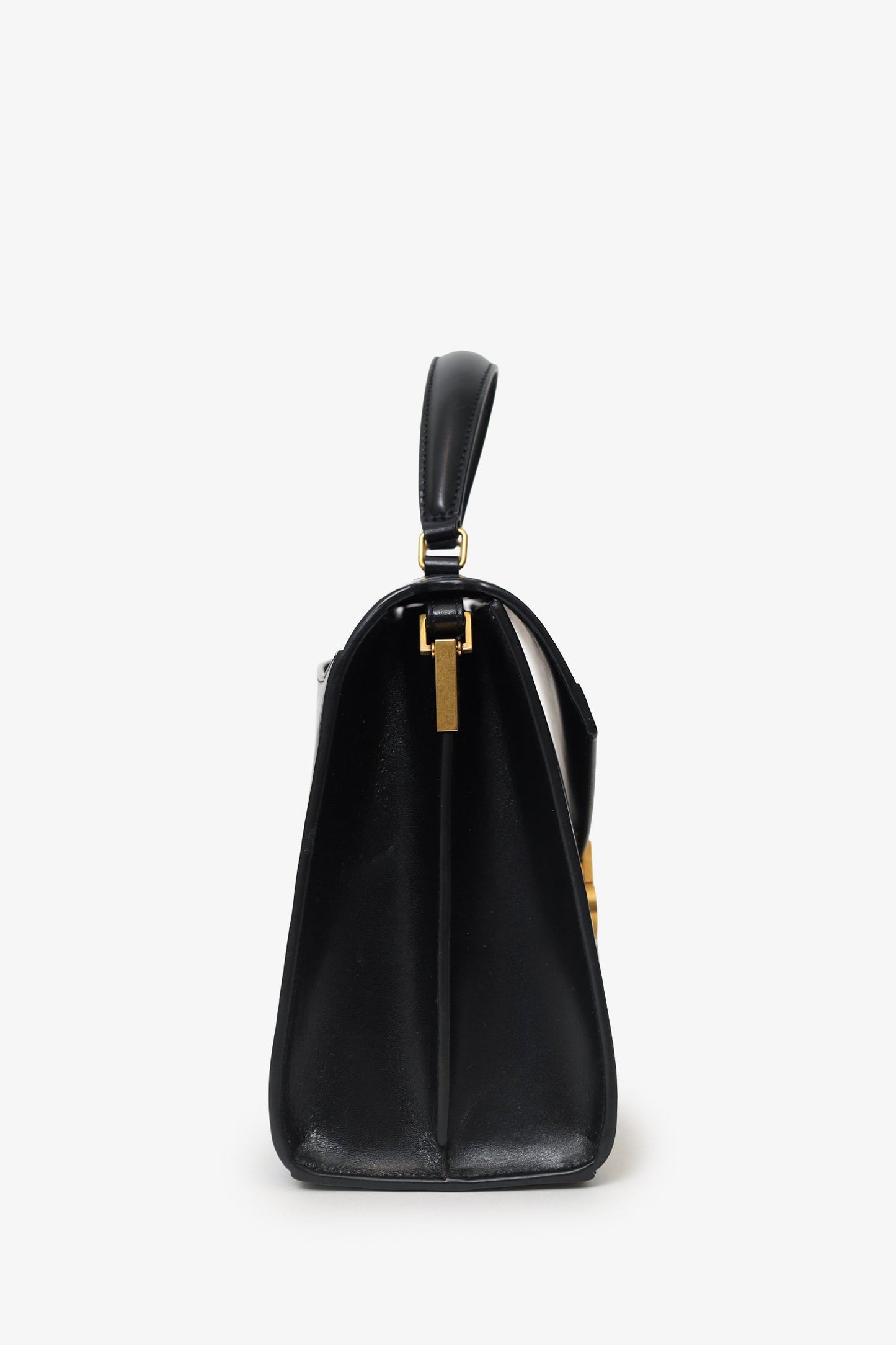 Saint Laurent Black Leather Cassandra Medium Top Handle with Strap