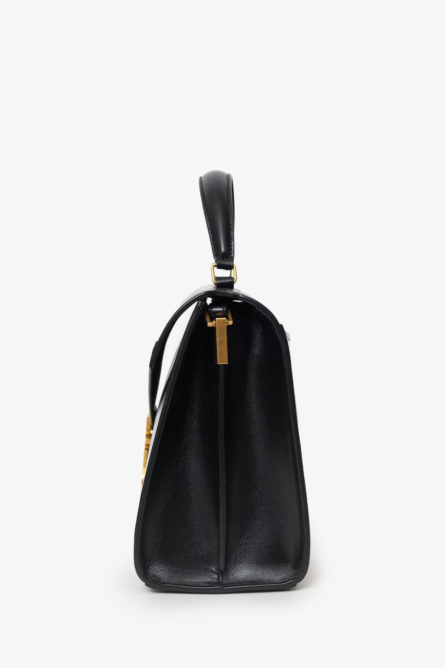 Saint Laurent Black Leather Cassandra Medium Top Handle with Strap
