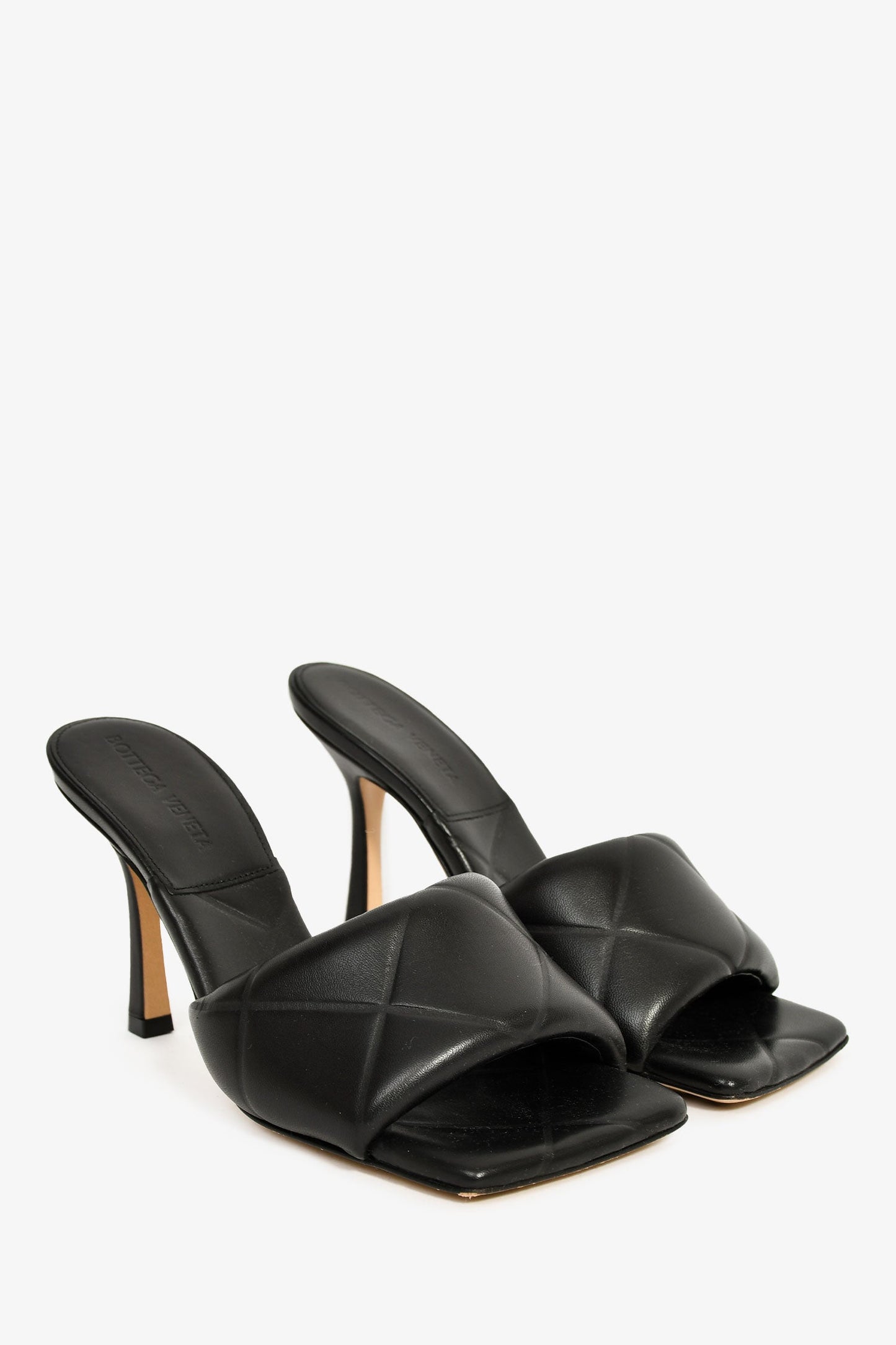 Bottega Veneta Black Intrecciato Padded Heeled Sandals Size 36