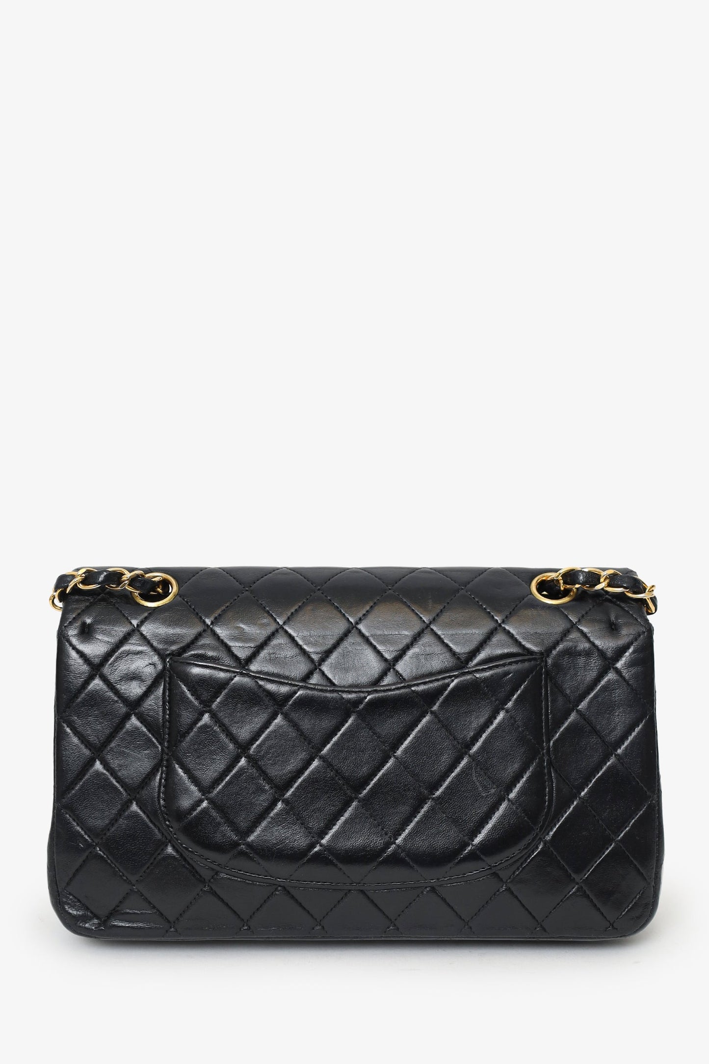 Chanel™ 2000/02 Black Leather Medium Double Flap Chain Bag With GHW