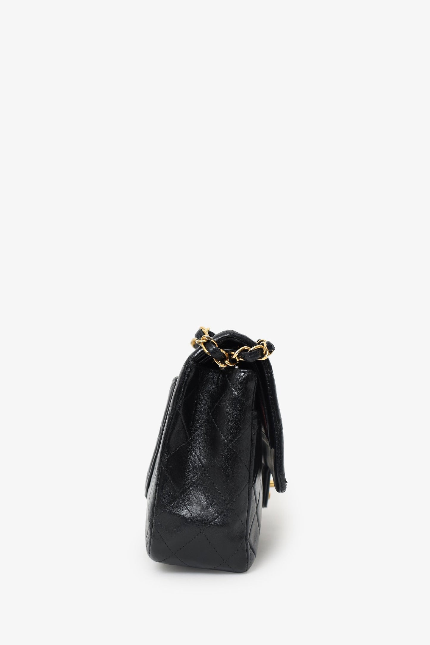 Chanel™ 2000/02 Black Leather Medium Double Flap Chain Bag With GHW