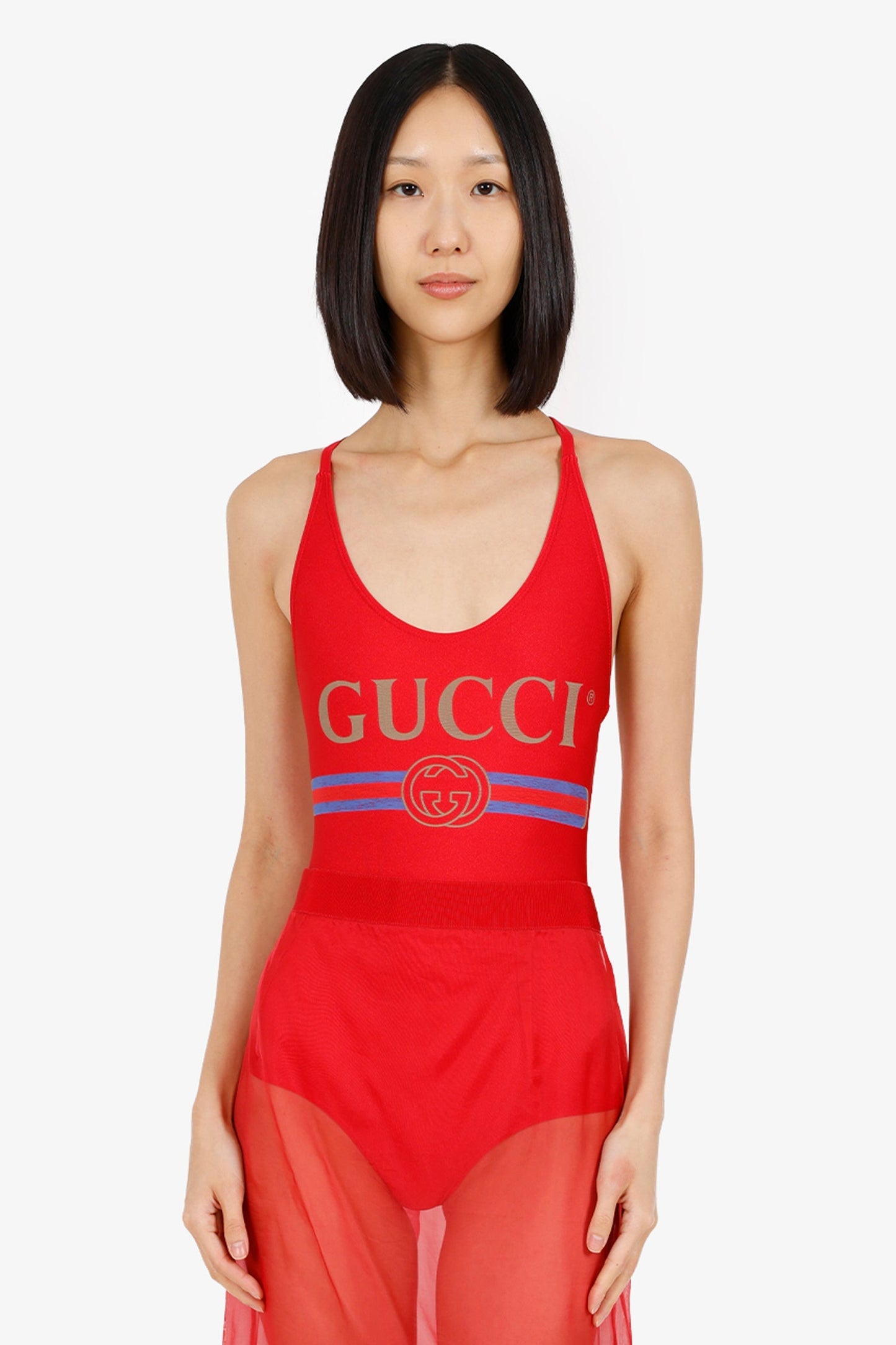 Gucci Red Logo Swimsuit Size XXS