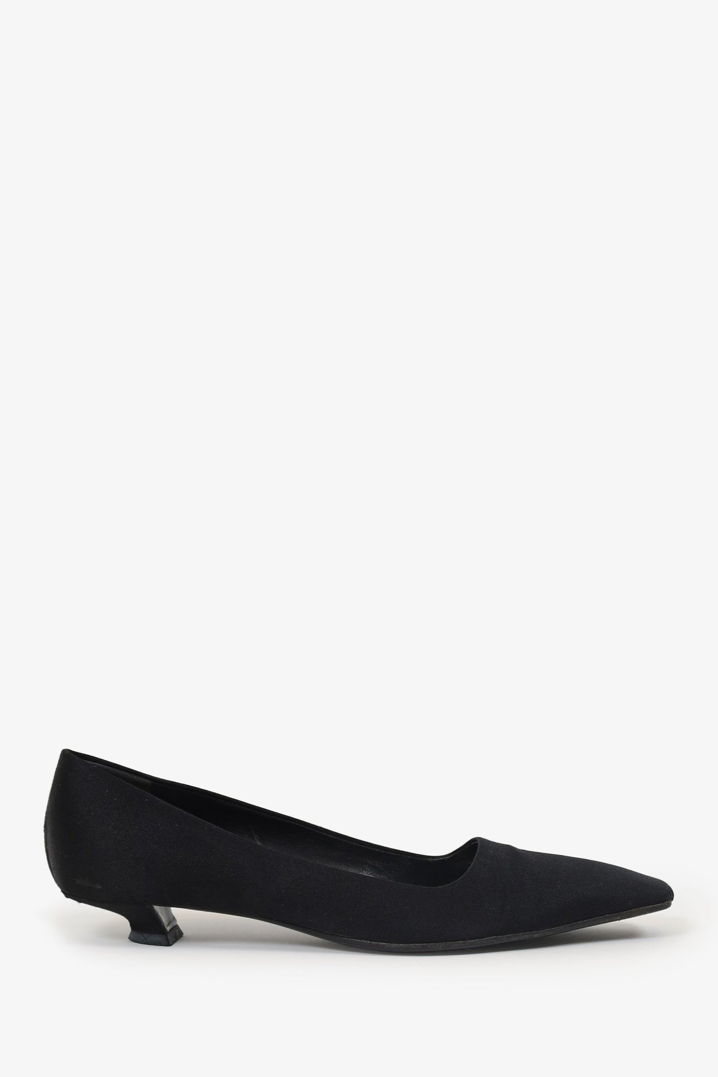 Prada Black Satin Square Toe Kitten Heels Size 37