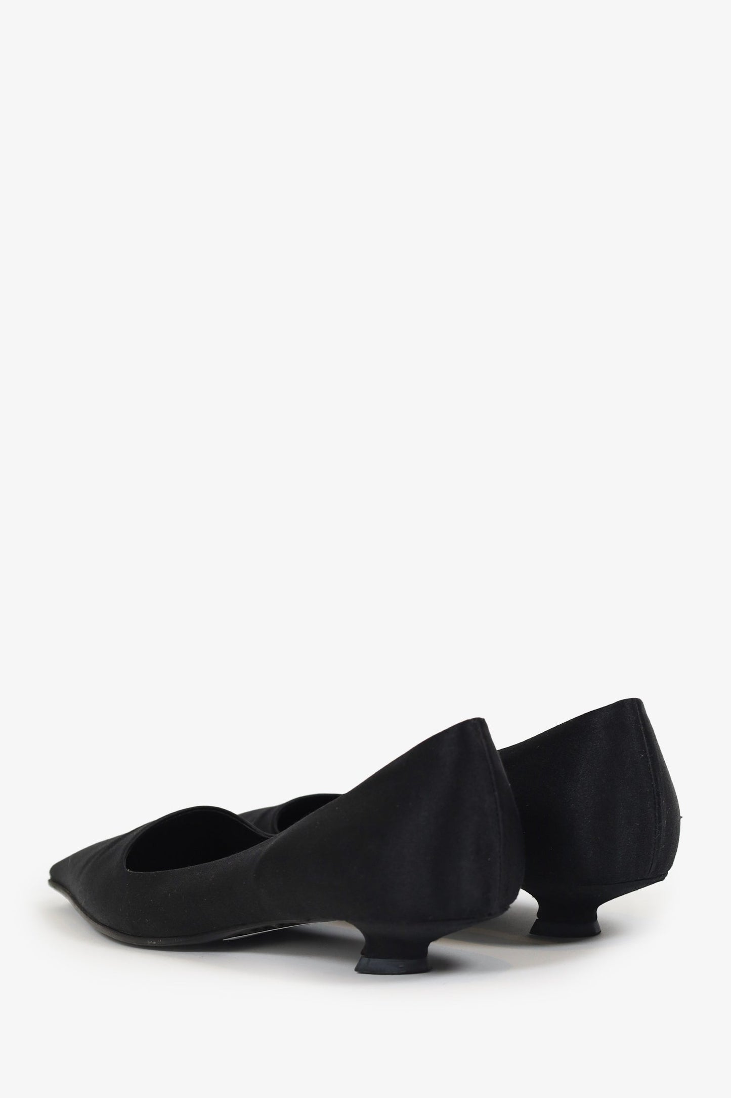 Prada Black Satin Square Toe Kitten Heels Size 37