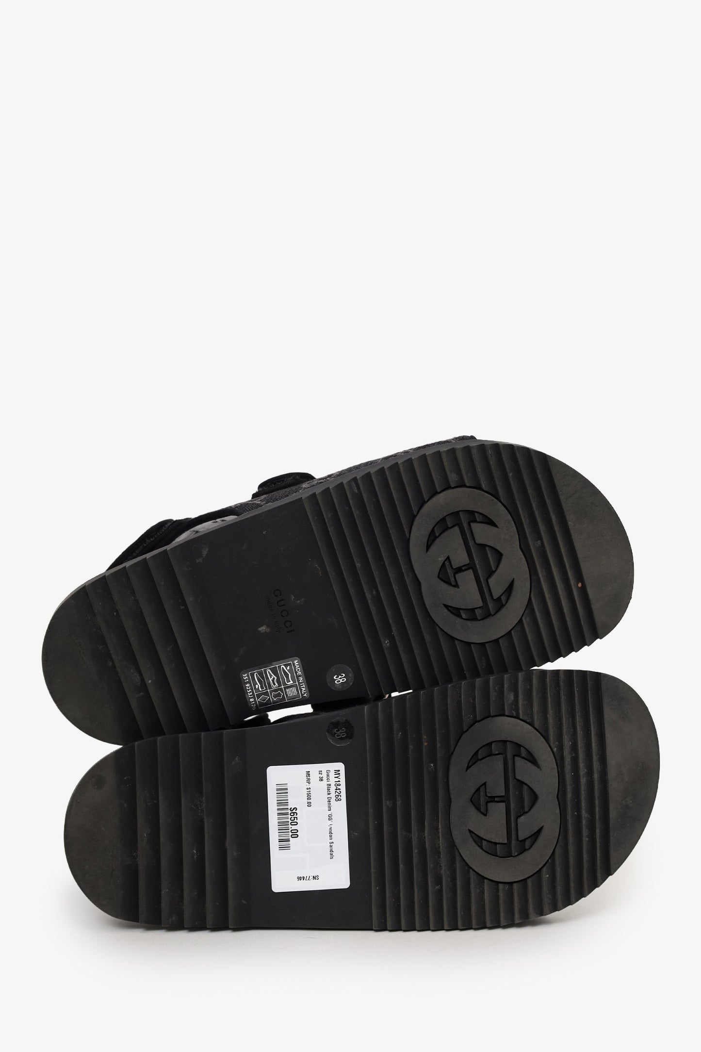 Gucci Black Denim 'GG' London Sandals Size 38