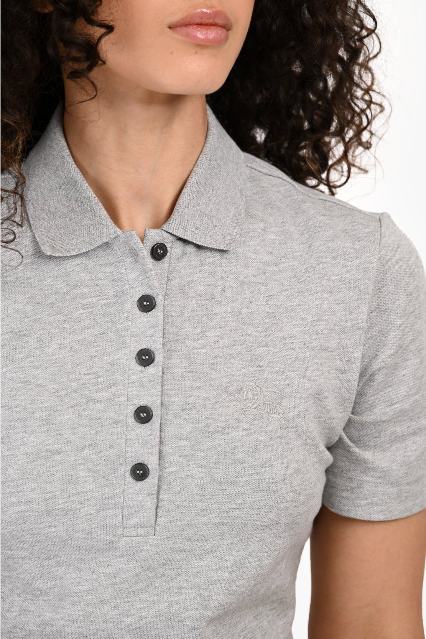 Burberry Grey Cotton Polo Short Sleeve Shirt Size S