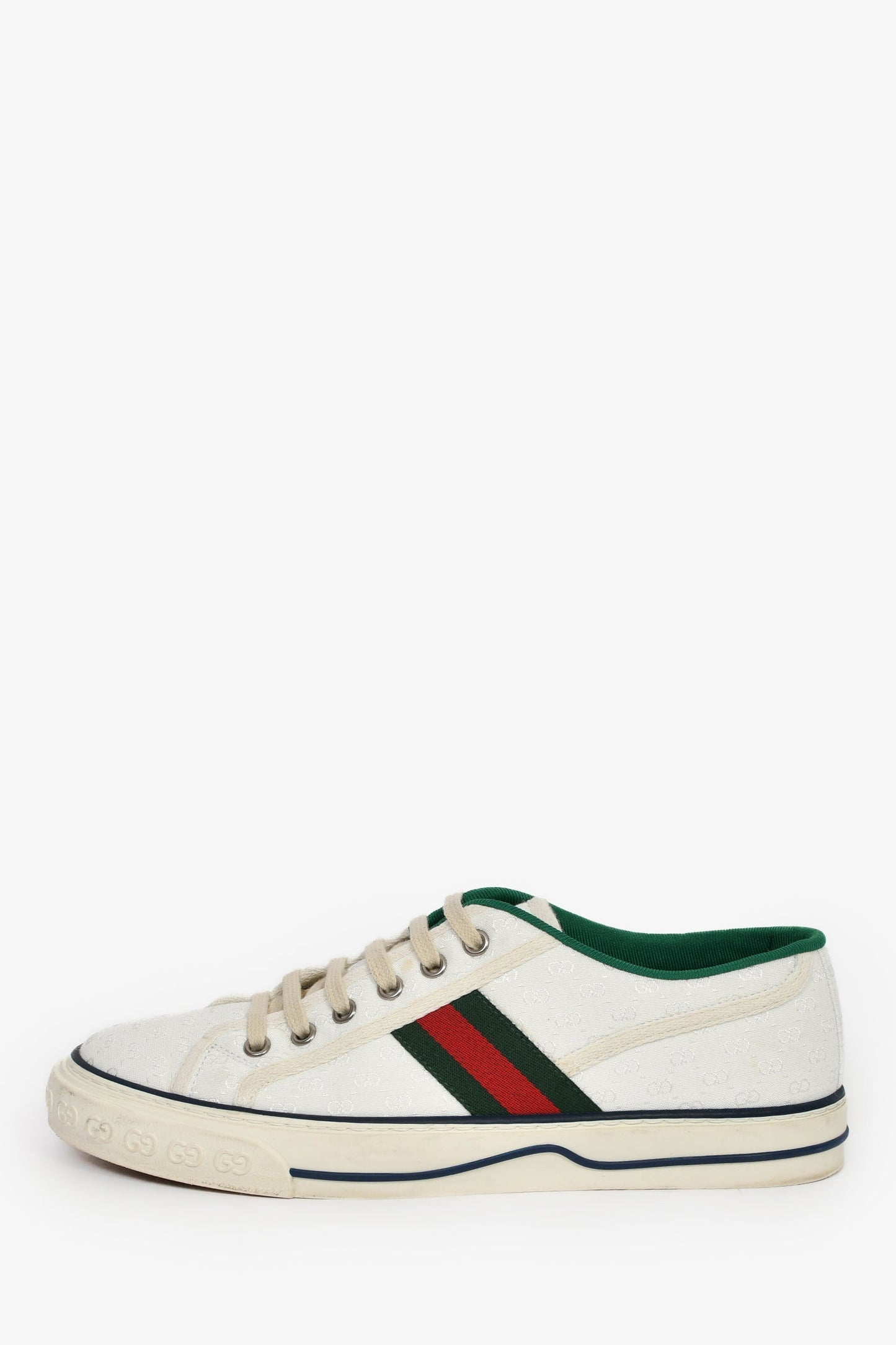 Gucci White Fabric GG 'Tennis 1977' Web Sneaker Estimated Size 7