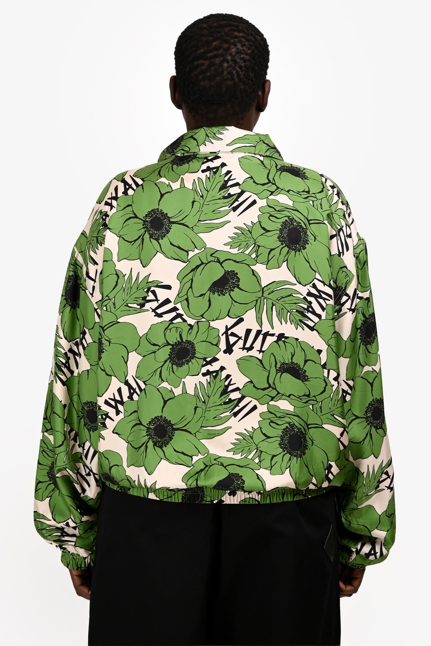 Gucci Green/Cream Silk Floral Bomber Jacket Size 54 Mens