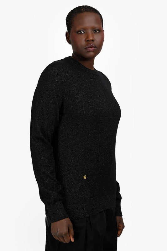 Christian Dior Black Cashmere Sparkly Sweater Size M
