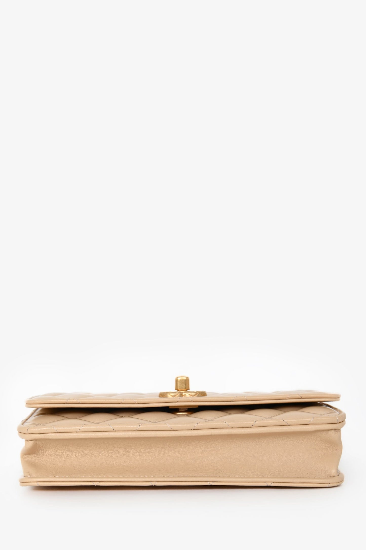Pre-Loved Chanel™ Beige Lambskin Leather 'All Slide' Wallet on Chain