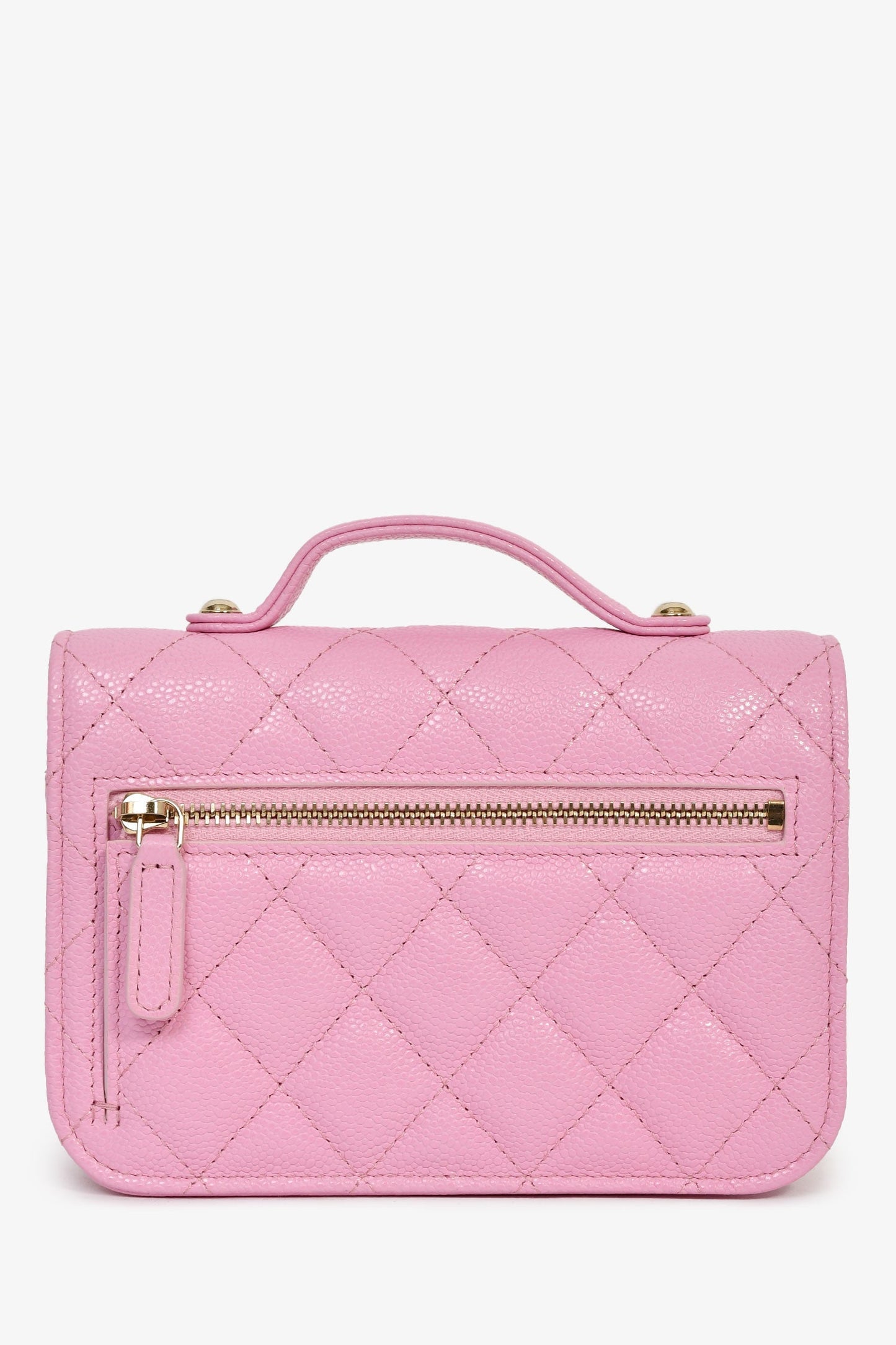 Pre-Loved Chanel™ 2022+ Lilac Caviar Leather Business Affinity Clutch On Chain