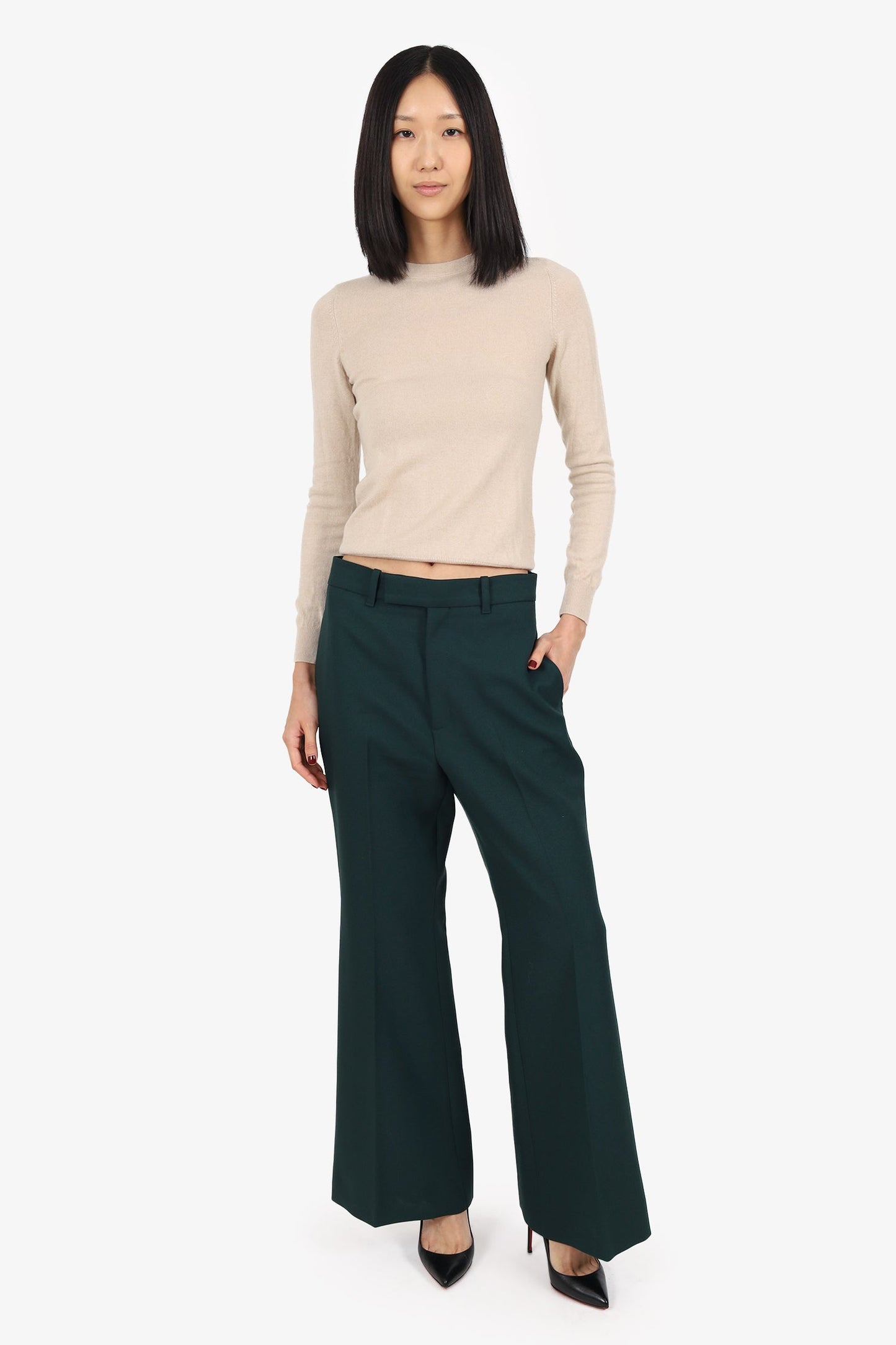 Gucci Dark Green Pleated Tro r Pants Size 40